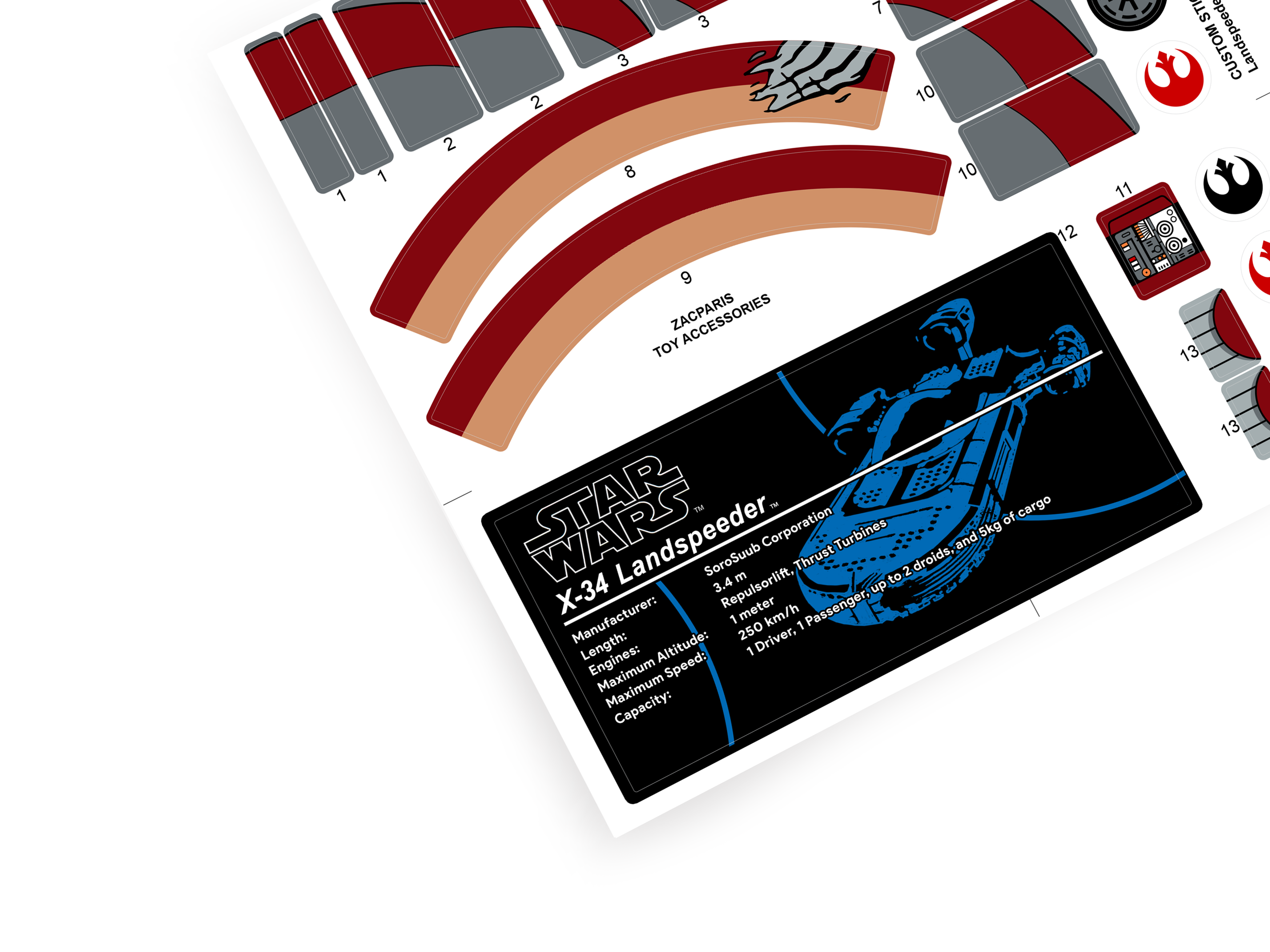 Lego 75341 Luke Skywalker's Landspeeder stickers