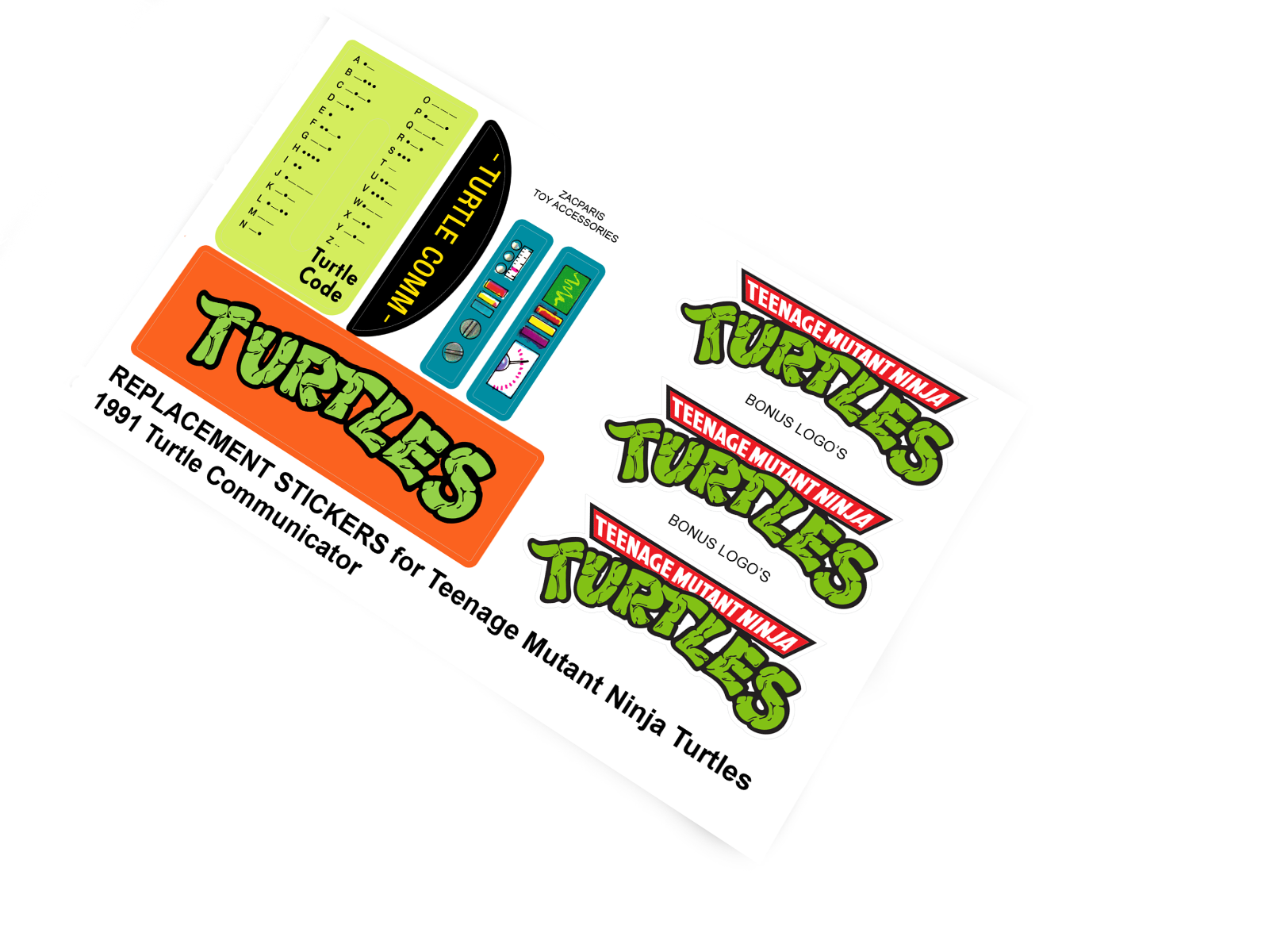 Playmates 1991 TMNT Teenage Mutant Ninja Turtles Turtle Turtle Communicator stickers