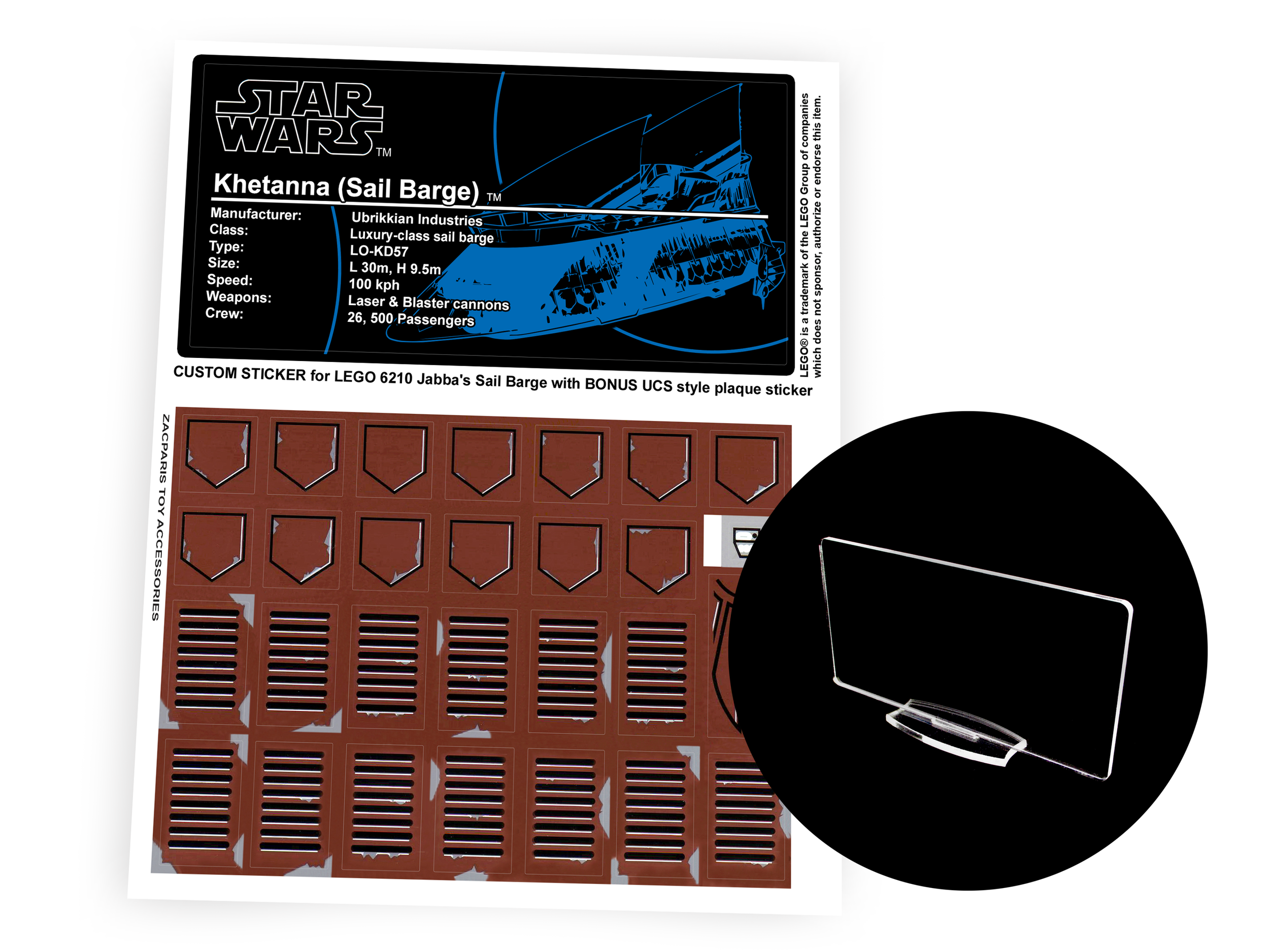 Lego 6210 Jabbas Sail Barge stickers