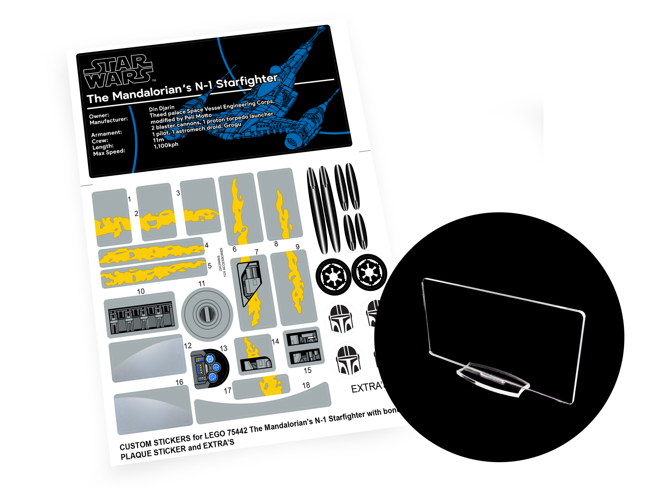 Lego 75442 The Mandalorian's N-1 Starfighter sticker