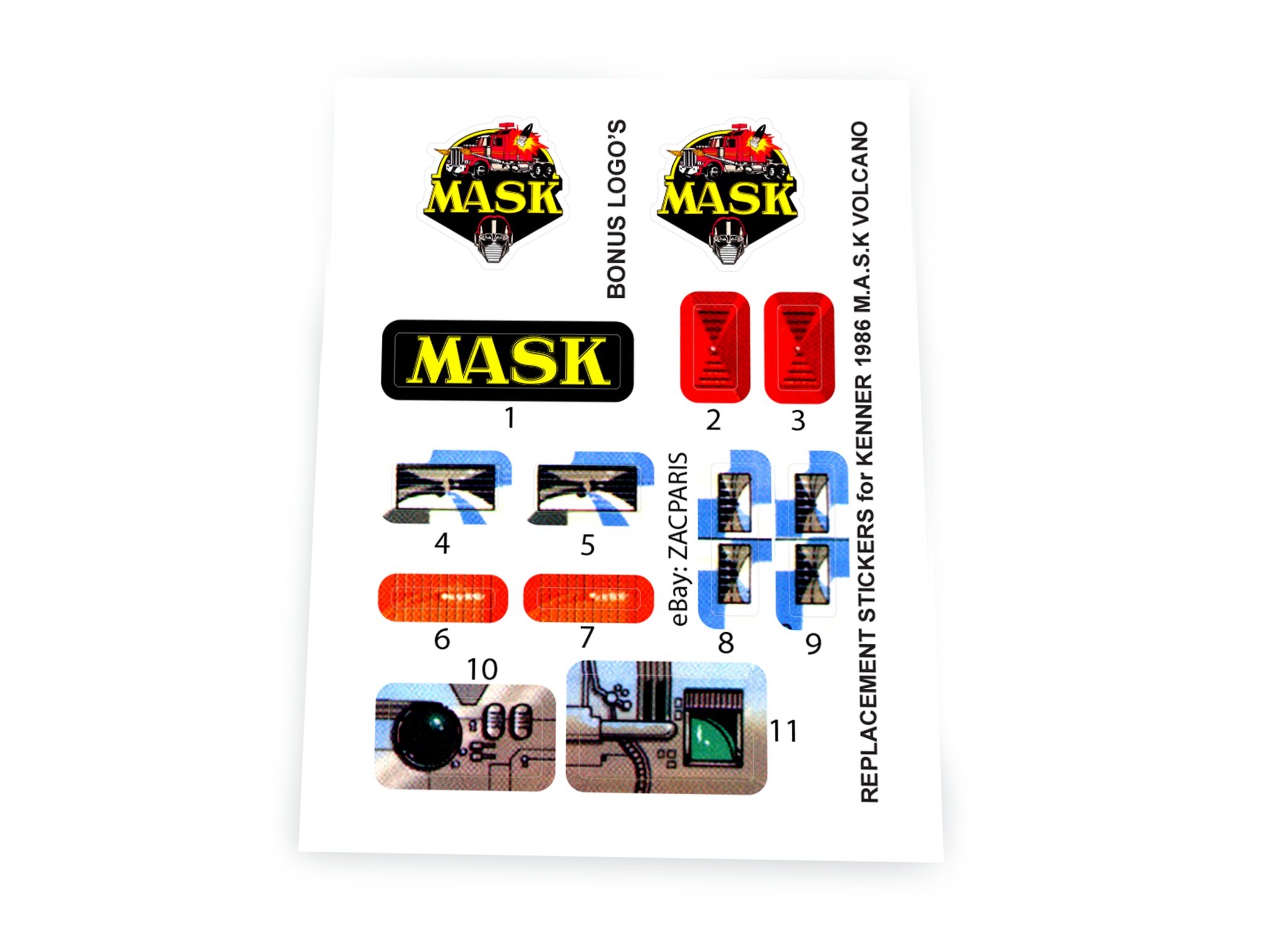 Kenner M.A.S.K Volcano stickers