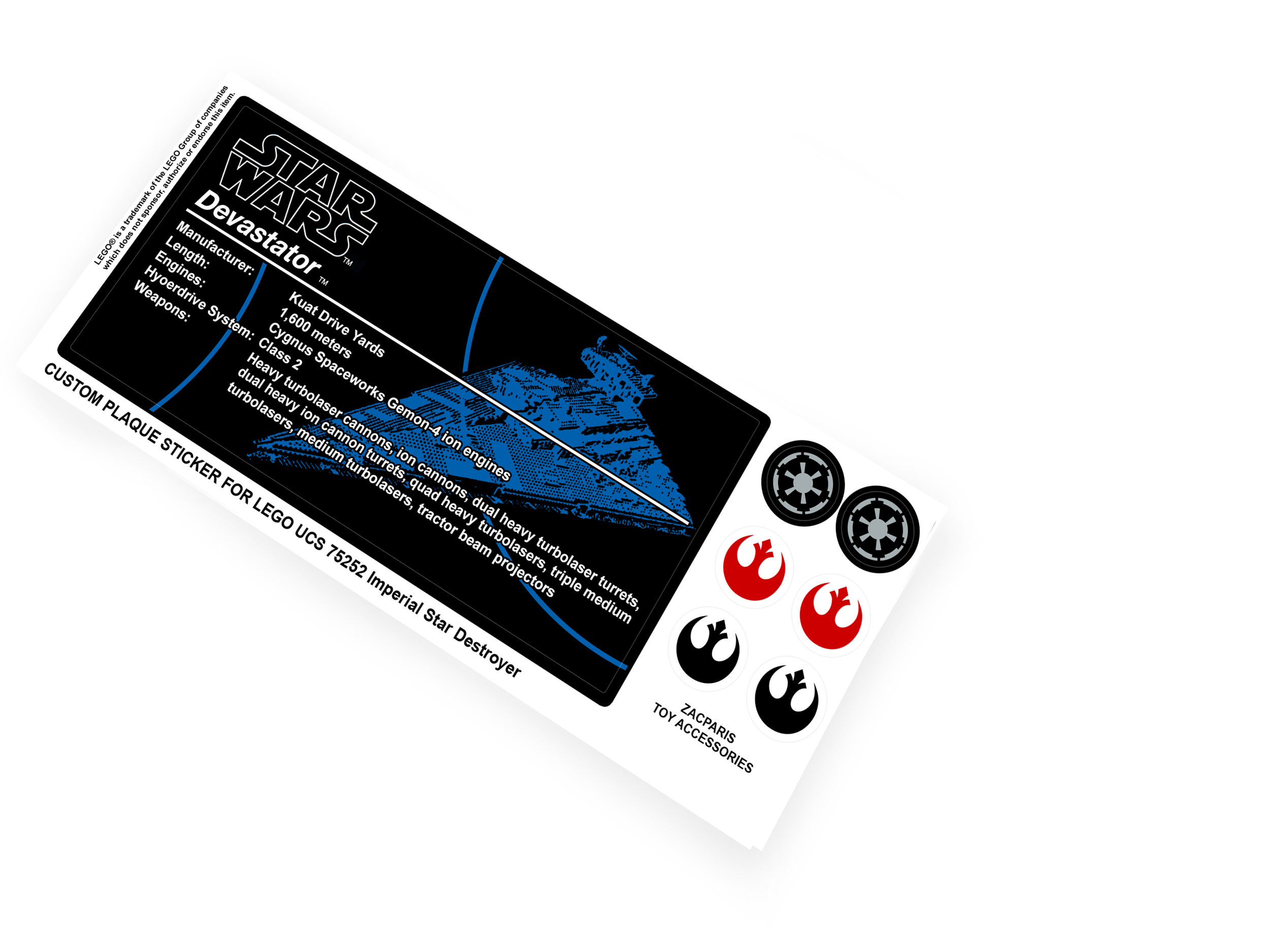 Lego 75252 Imperial star destroyer stickers