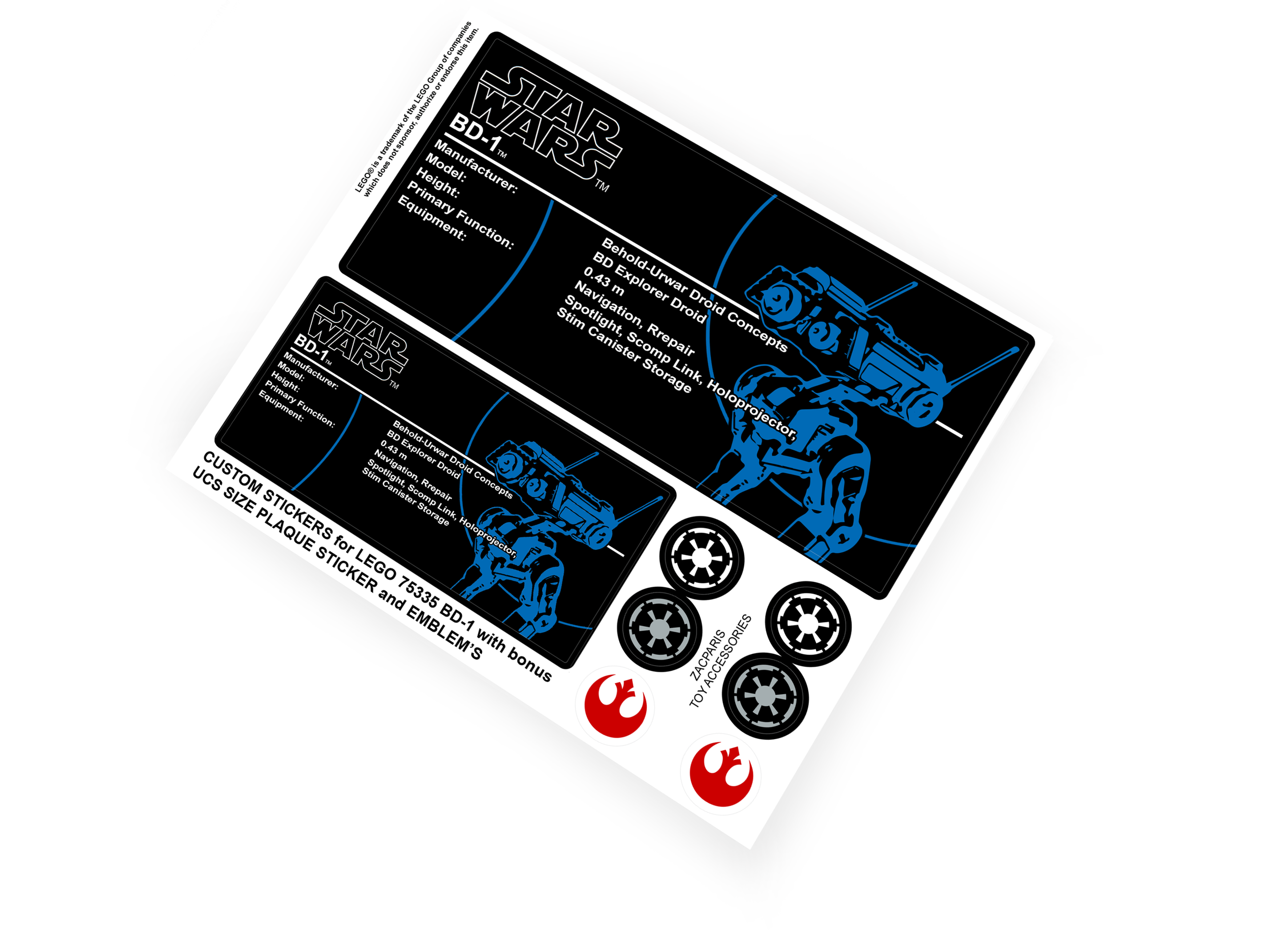 Lego 75335 BD-1 stickers