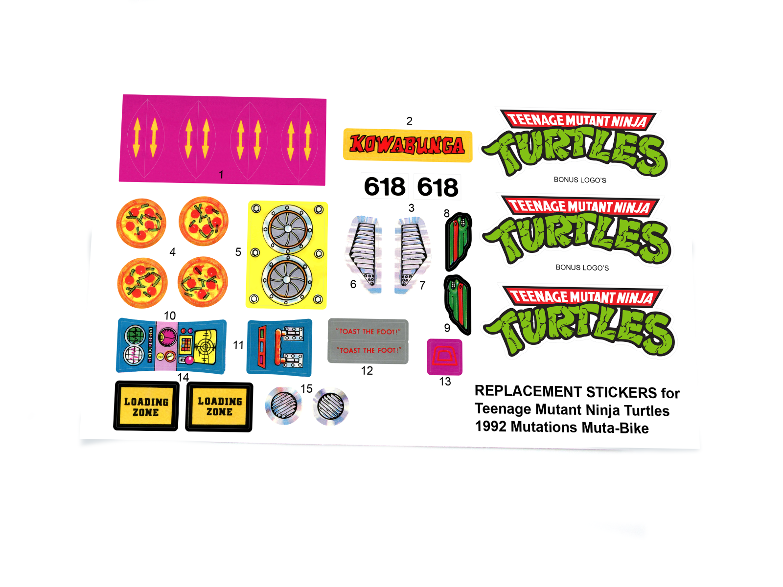 TMNT Teenage Mutant Ninja Turtles Turtle Mutations Muta-Bike stickers