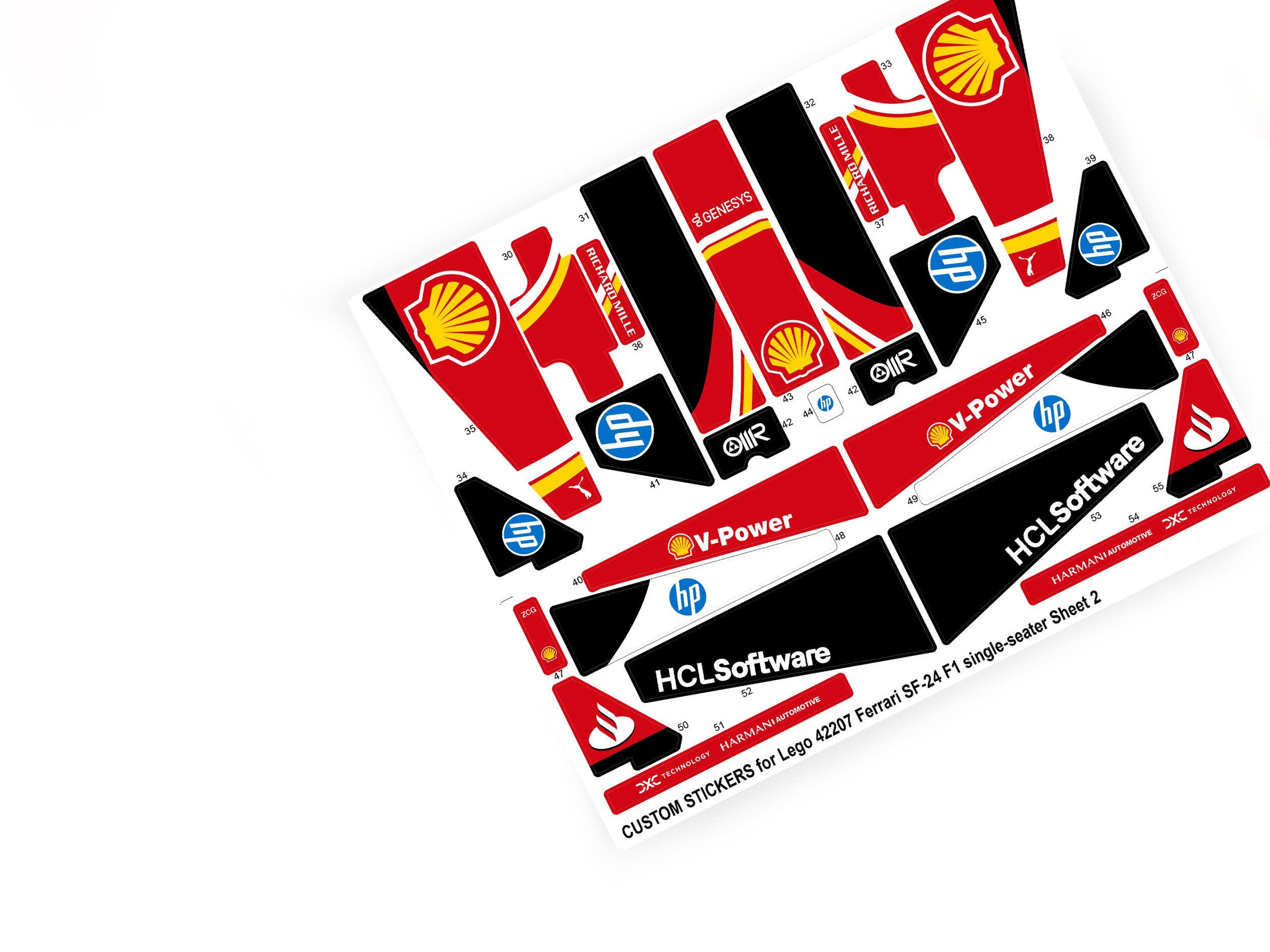 Lego 42207 Ferrari SF-24 F1 single-seater stickers