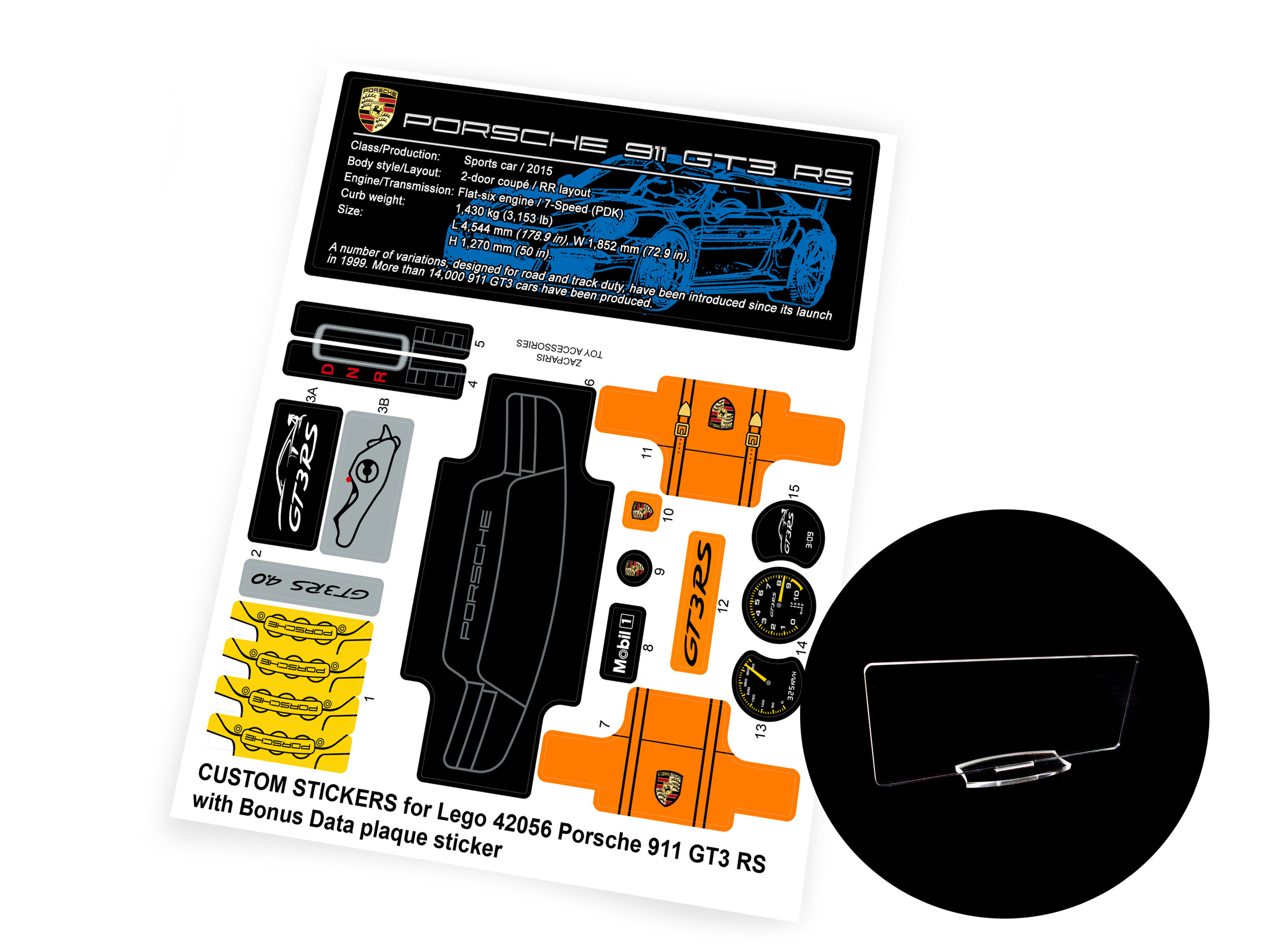 Lego 42056 Porsche 911 GT3 RS sticker