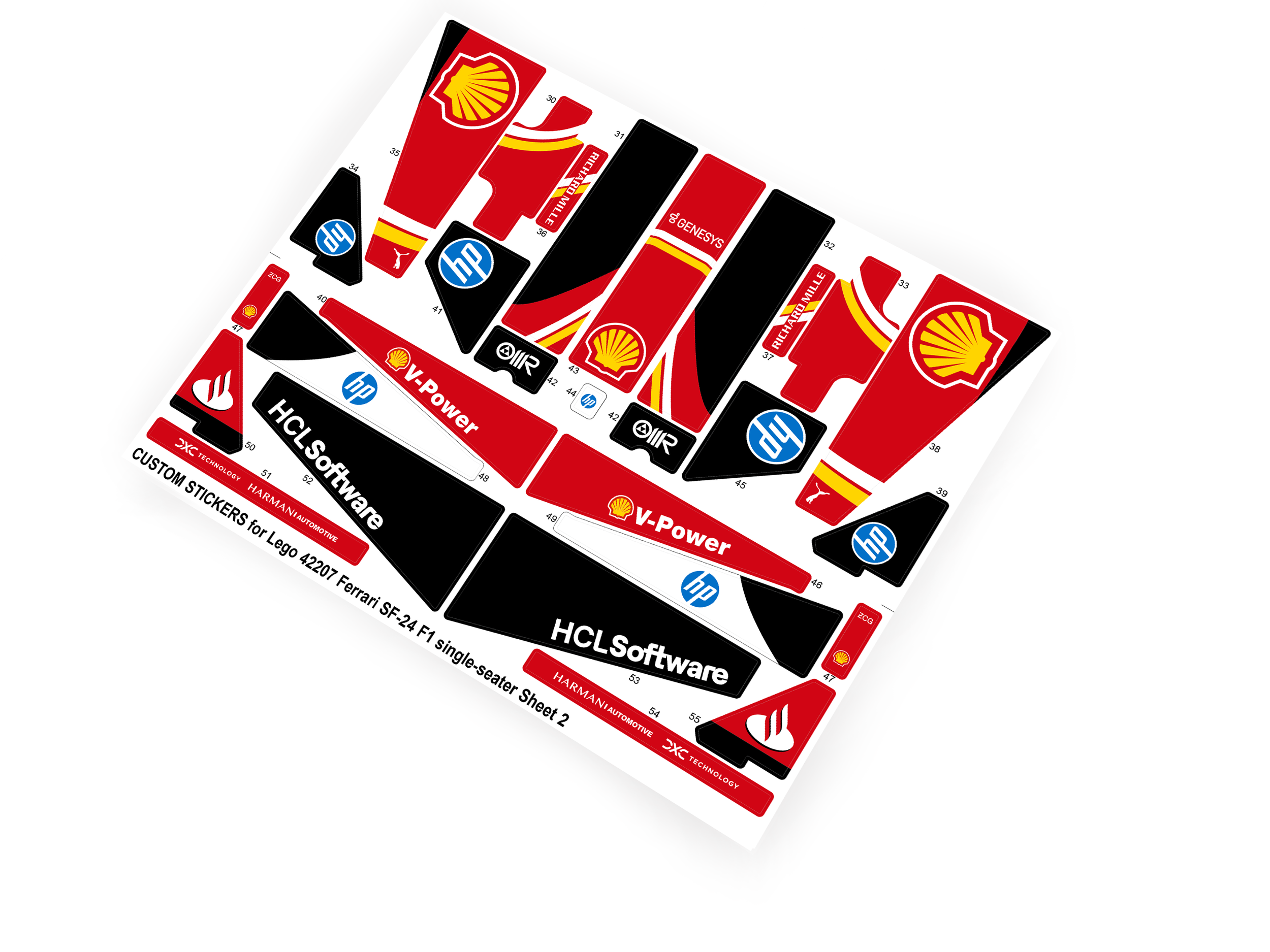 Lego 42207 Ferrari SF-24 F1 single-seater stickers