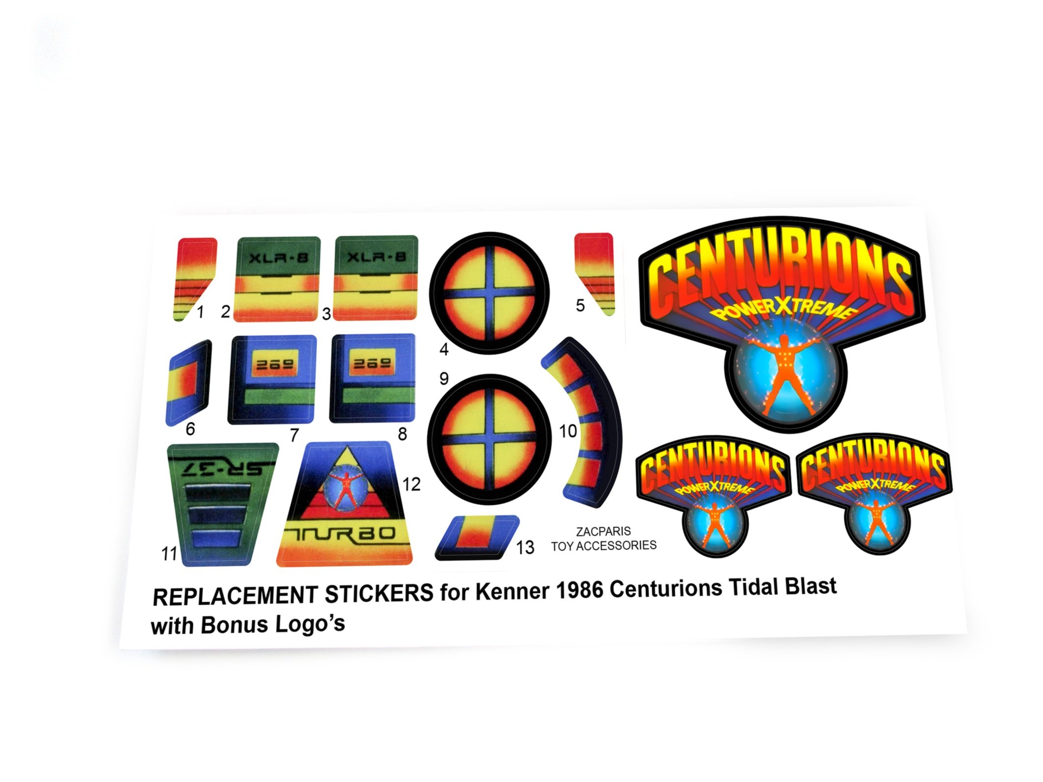 Kenner Centurions Tidal Blast stickers