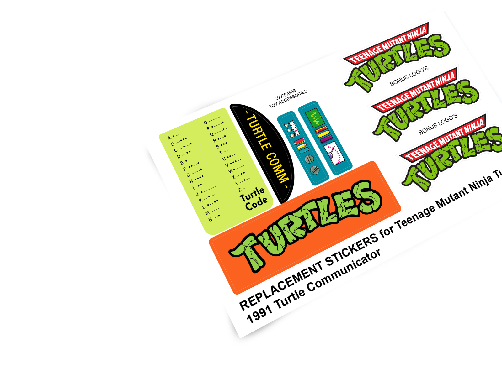 Playmates 1991 TMNT Teenage Mutant Ninja Turtles Turtle Turtle Communicator stickers