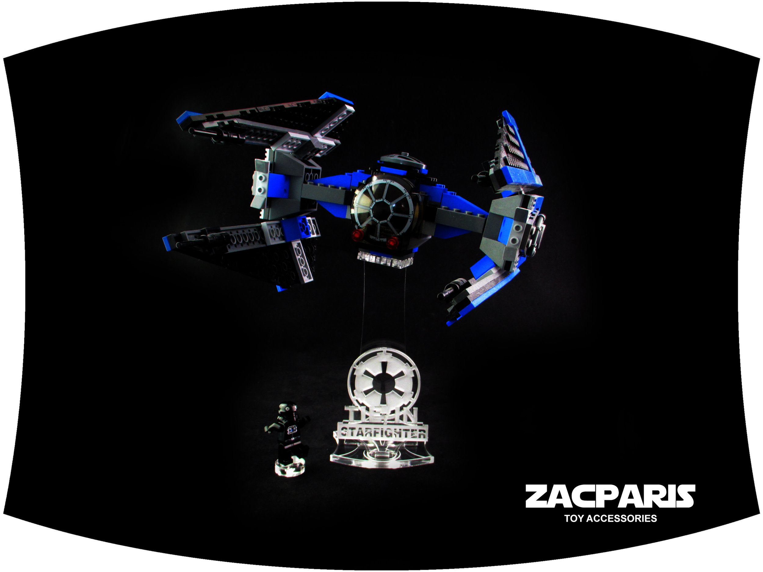 DISPLAY STAND for Star Wars Lego 6206 75240 75242 TIE Interceptor 3D Multi angled!