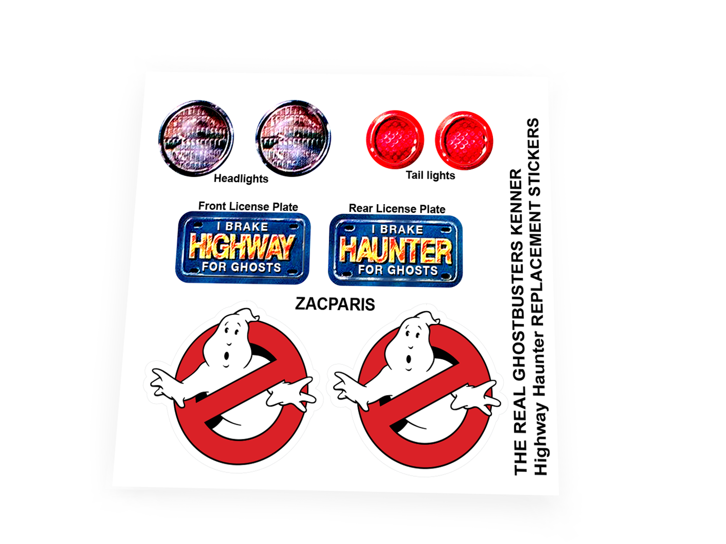 Kenner 1988 The Real Ghostbusters Highway Haunter stickers