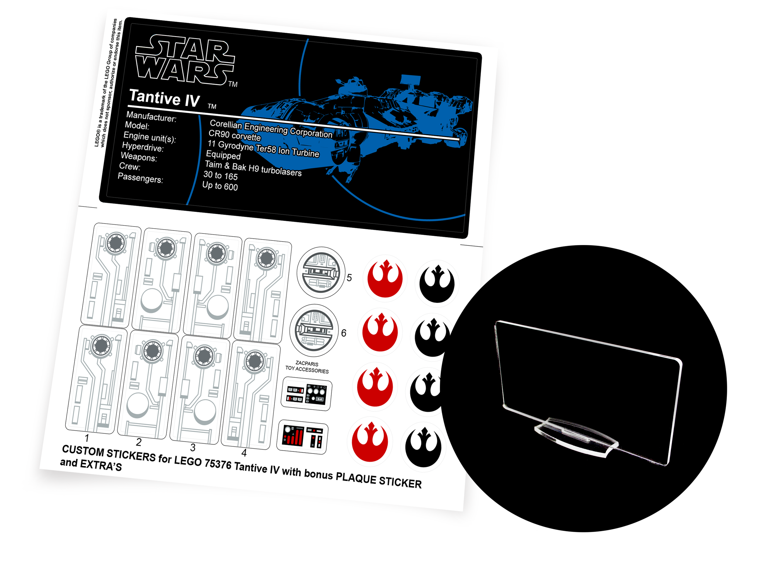 Lego 75376 Tantive IV stickers