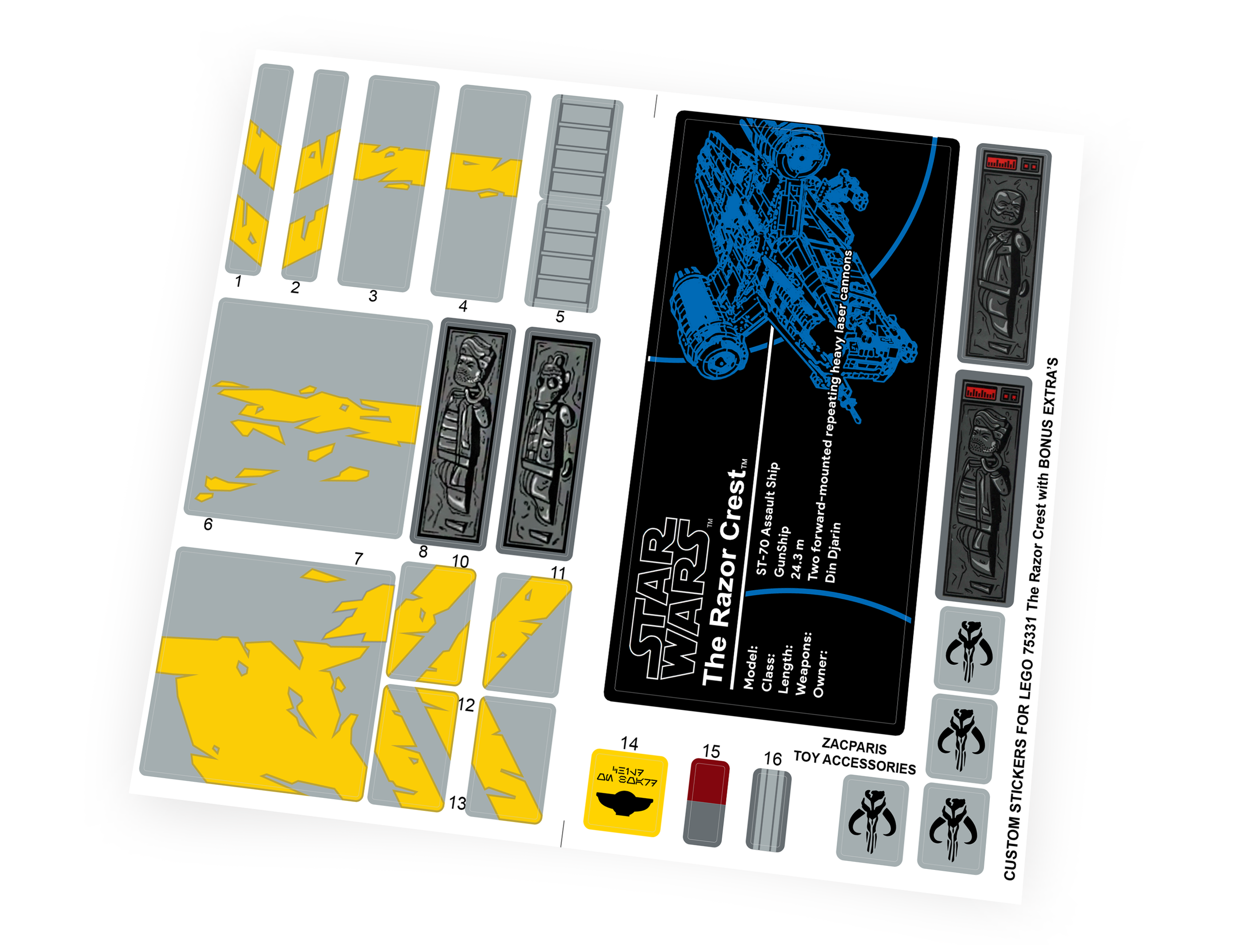 Custom Star Wars Set 75331 The Razor Crest stickers