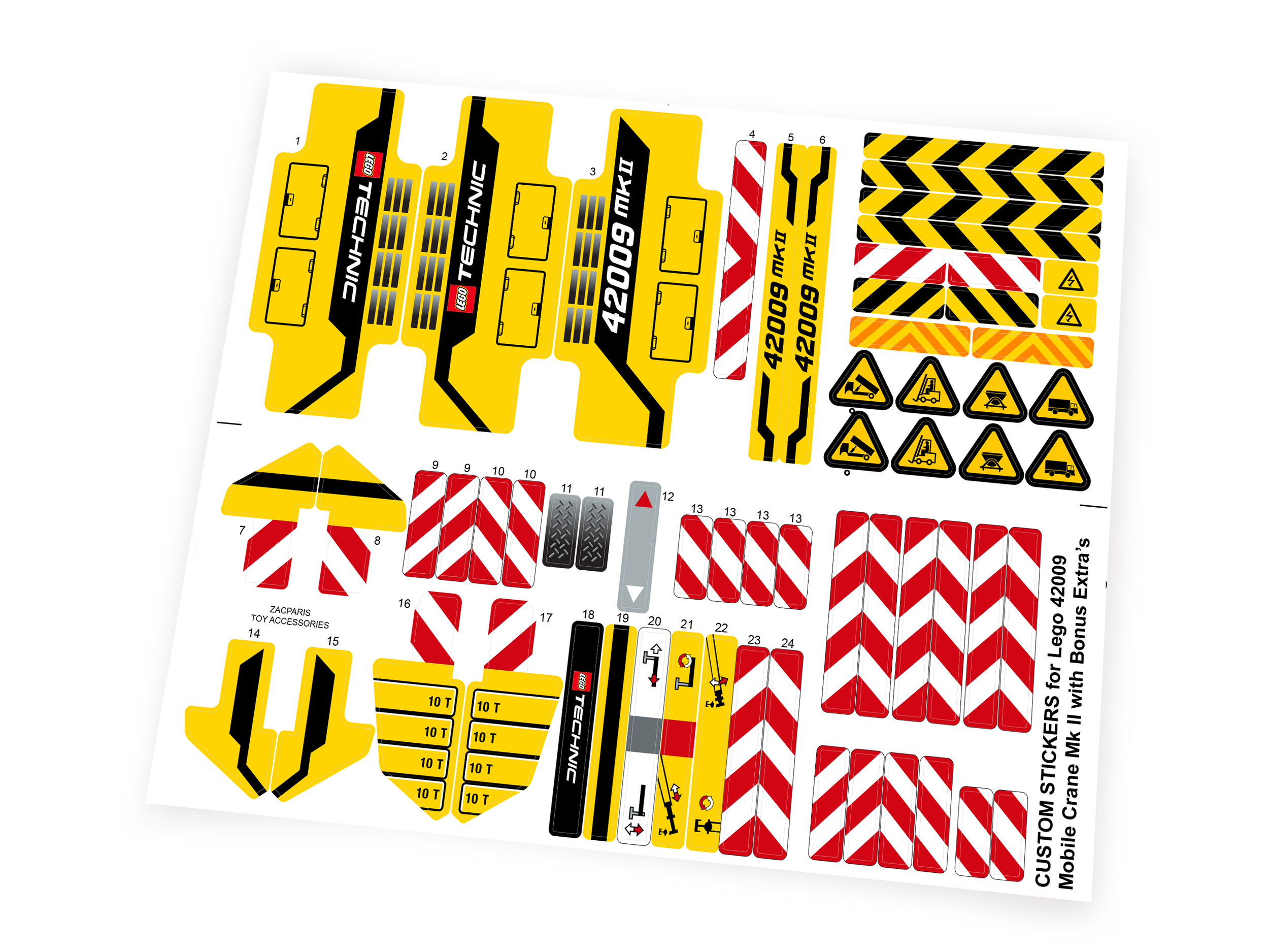 Custom stickers for Set 42009 Mobile Crane Mk II with Bonus!