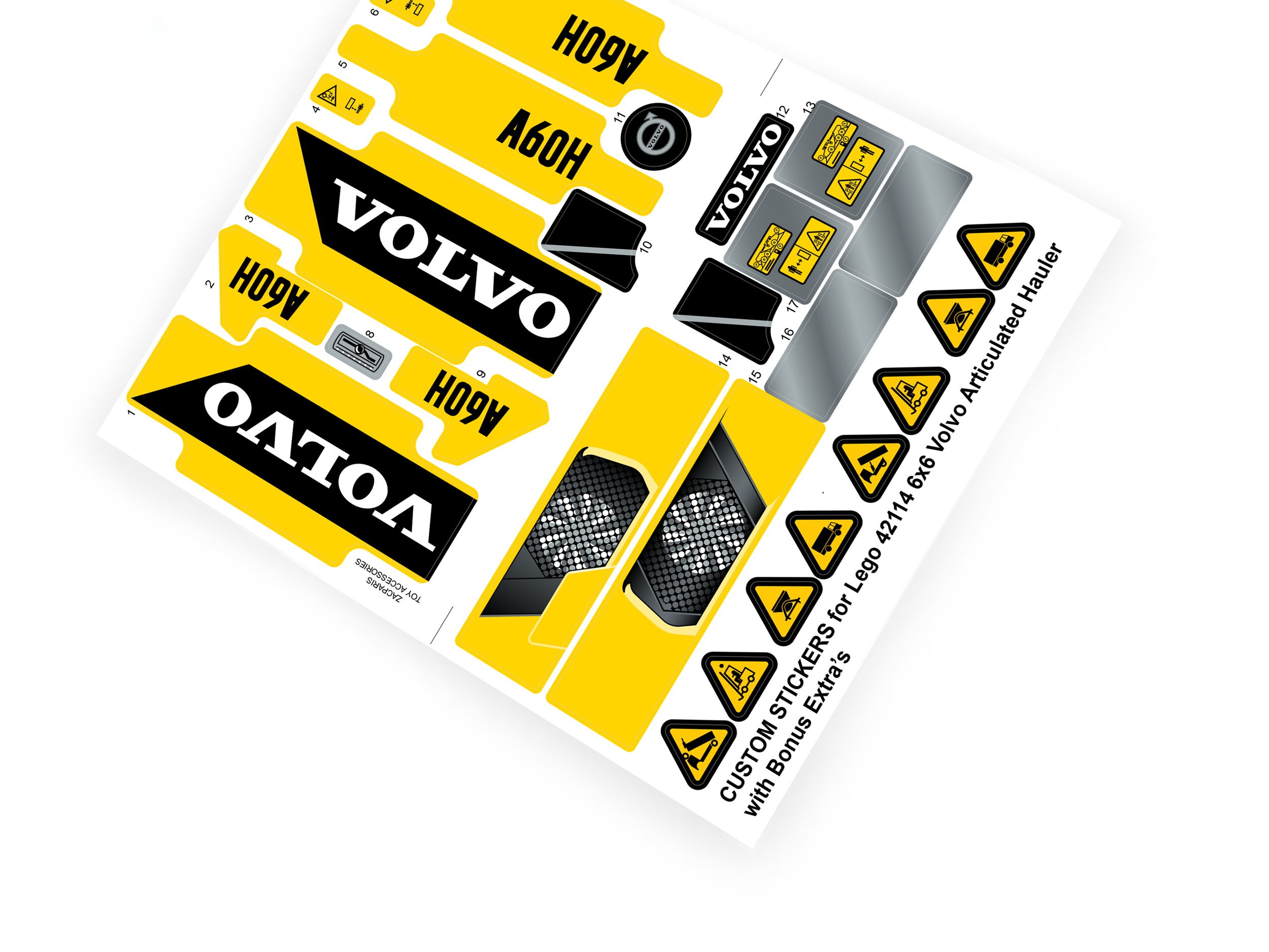 Lego 42114 6x6 Volvo Articulated Hauler stickers