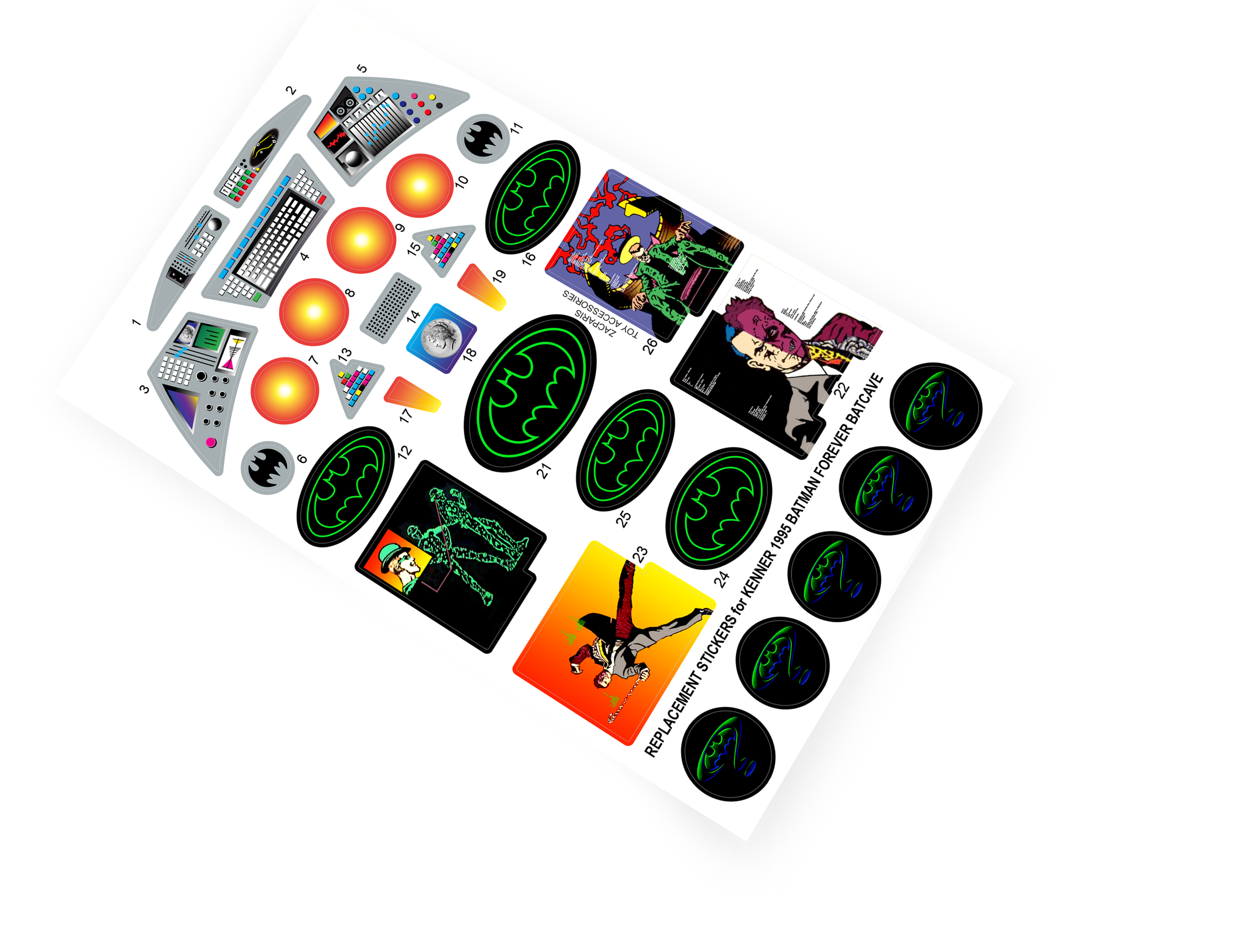 Kenner 1995 Batman Forever Batcave stickers
