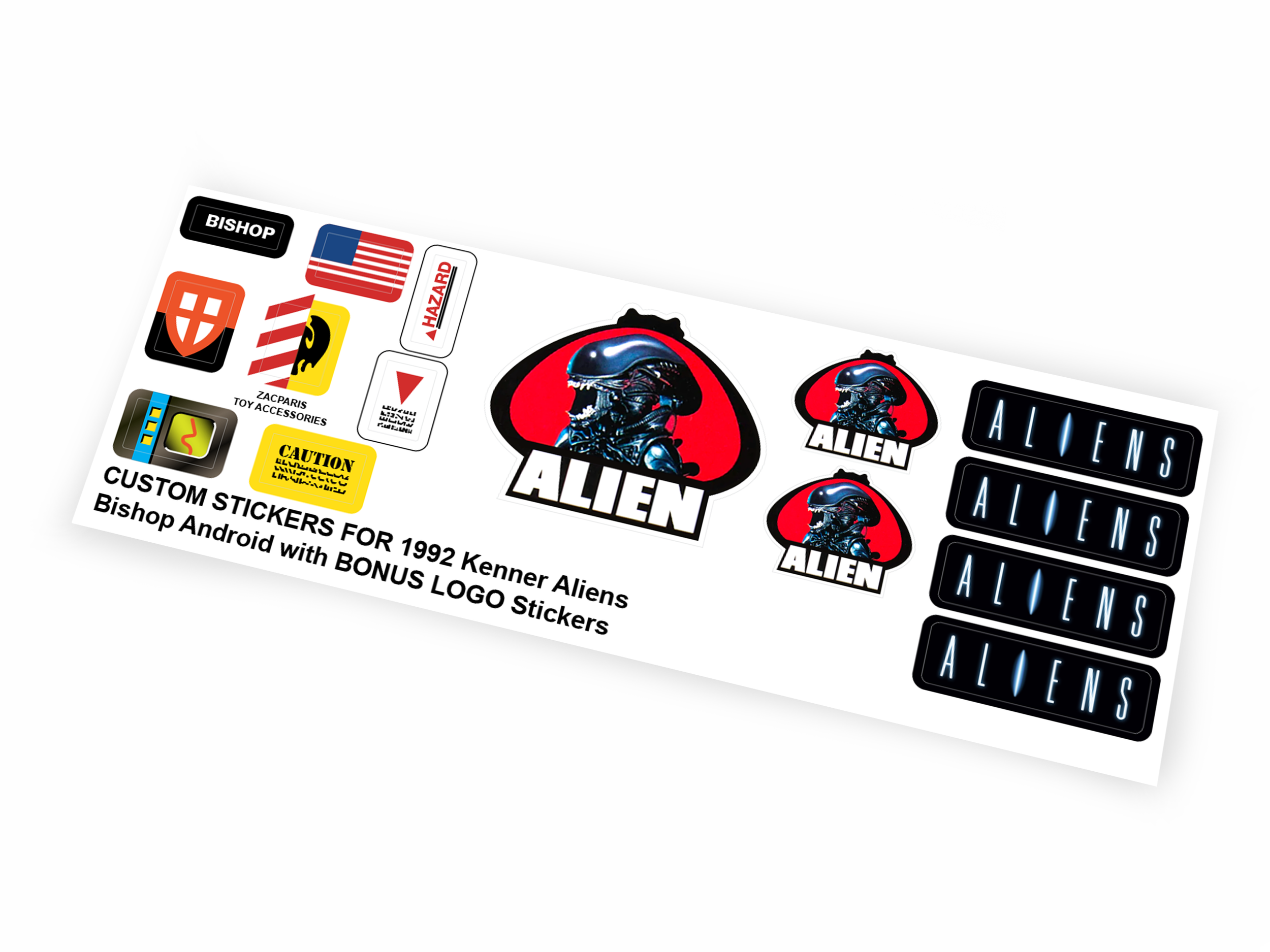 Kenner Aliens 1992 Bishop Android Space Marine stickers