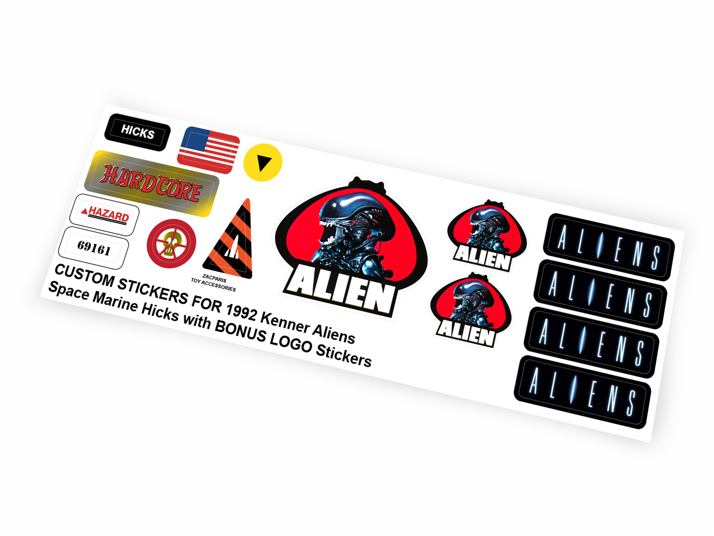 Kenner Aliens 1992 Corp. Hicks Space Marine stickers