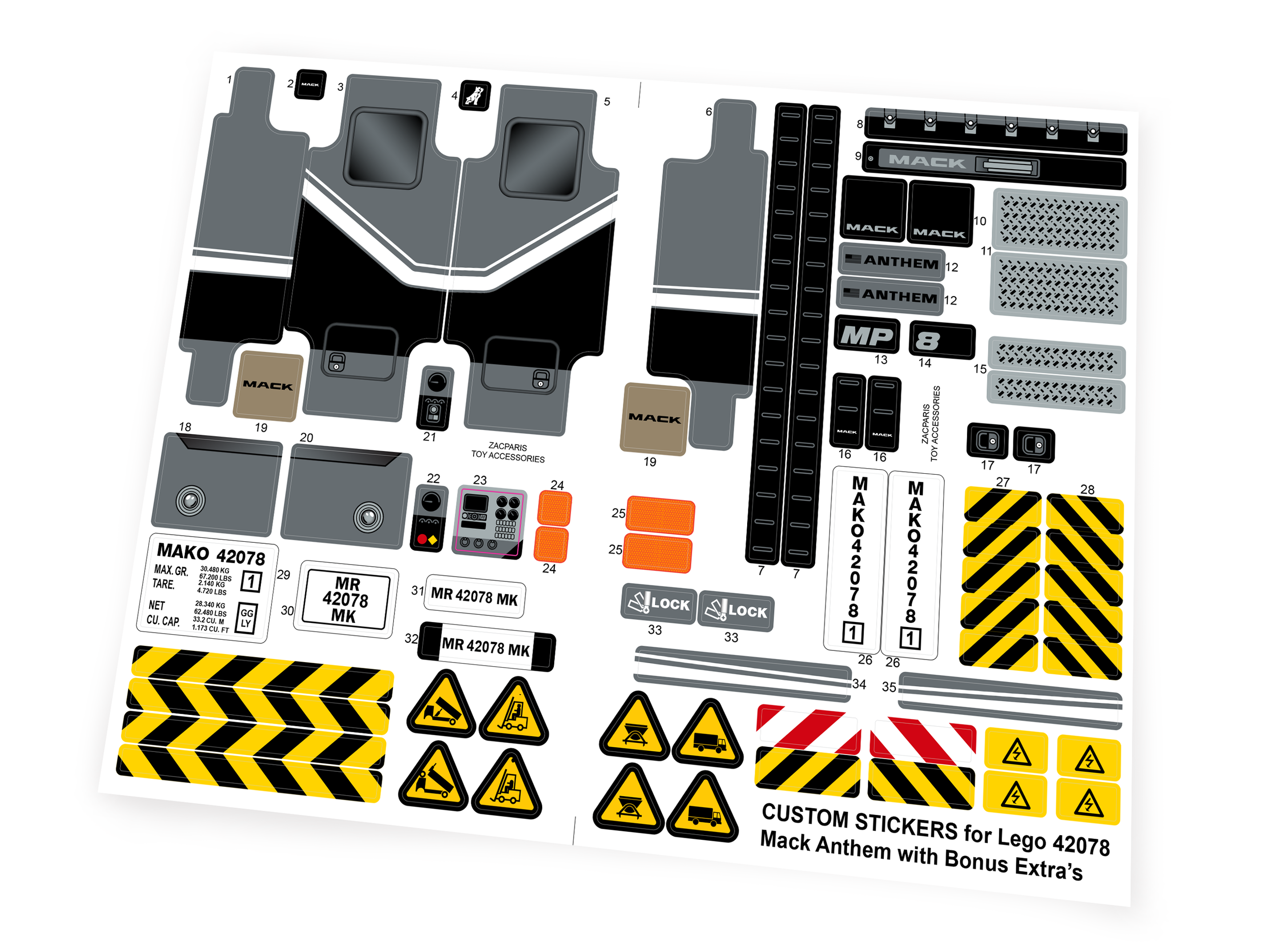 Custom stickers for Set 42078 Mack Anthem with Bonus!