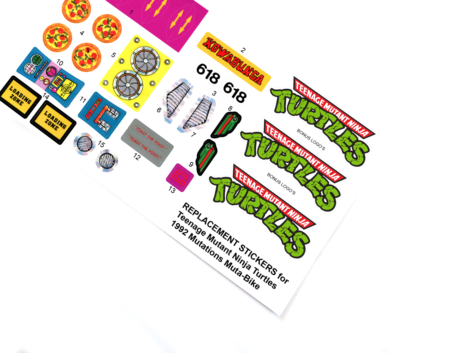 TMNT Teenage Mutant Ninja Turtles Turtle Mutations Muta-Bike stickers