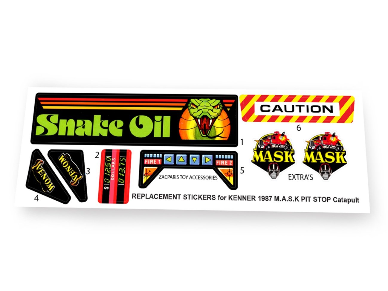 Kenner M.A.S.K Pit Stop Catapult stickers