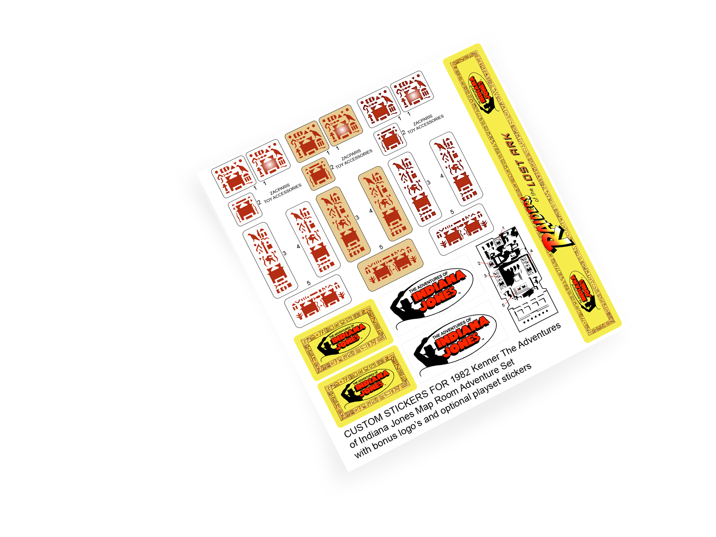 Kenner 1982 Indiana Jones The Map Room Adventure Playset stickers