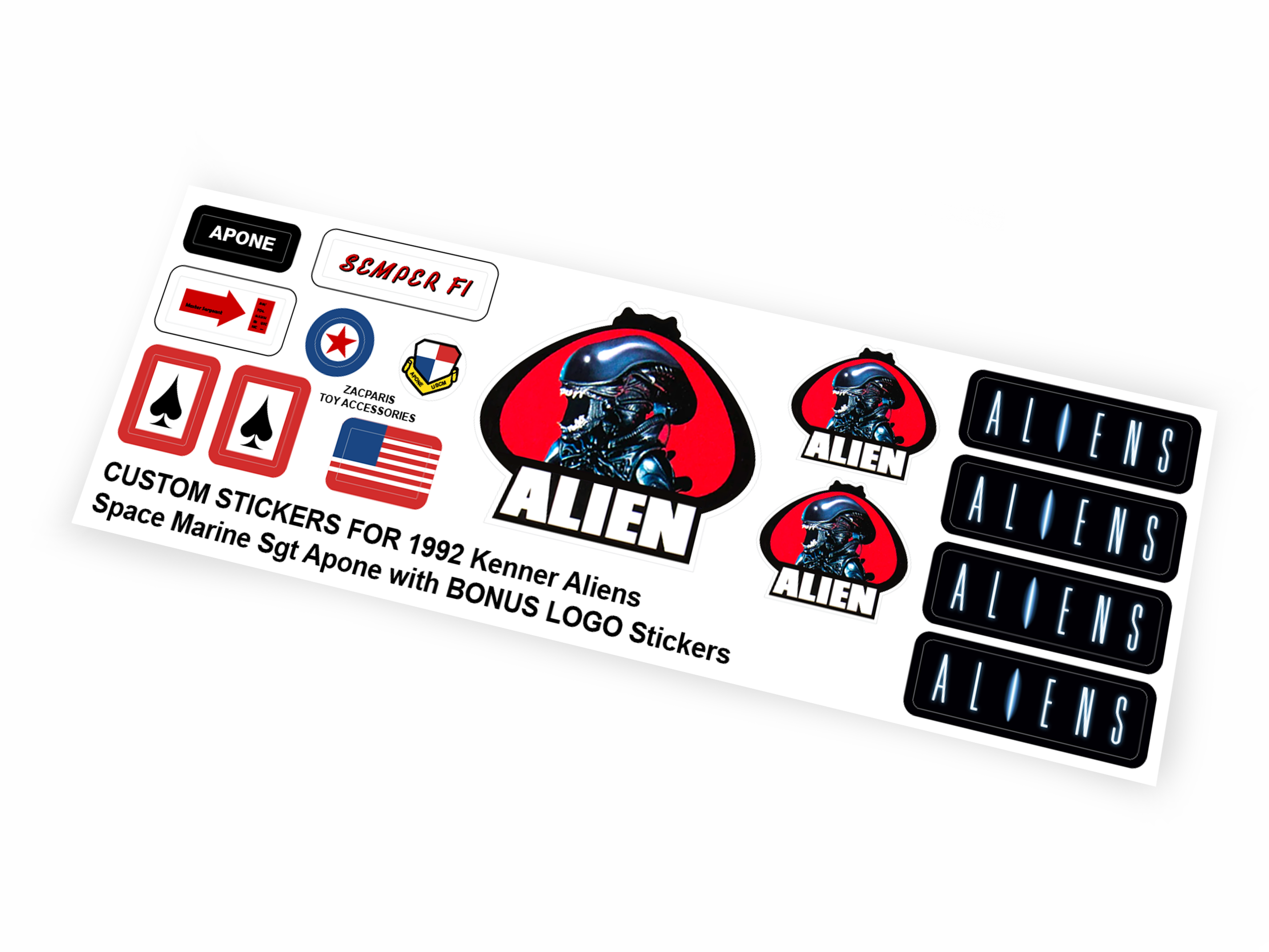 Kenner Aliens 1992 Sargent Sgt. Apone Space Marine stickers
