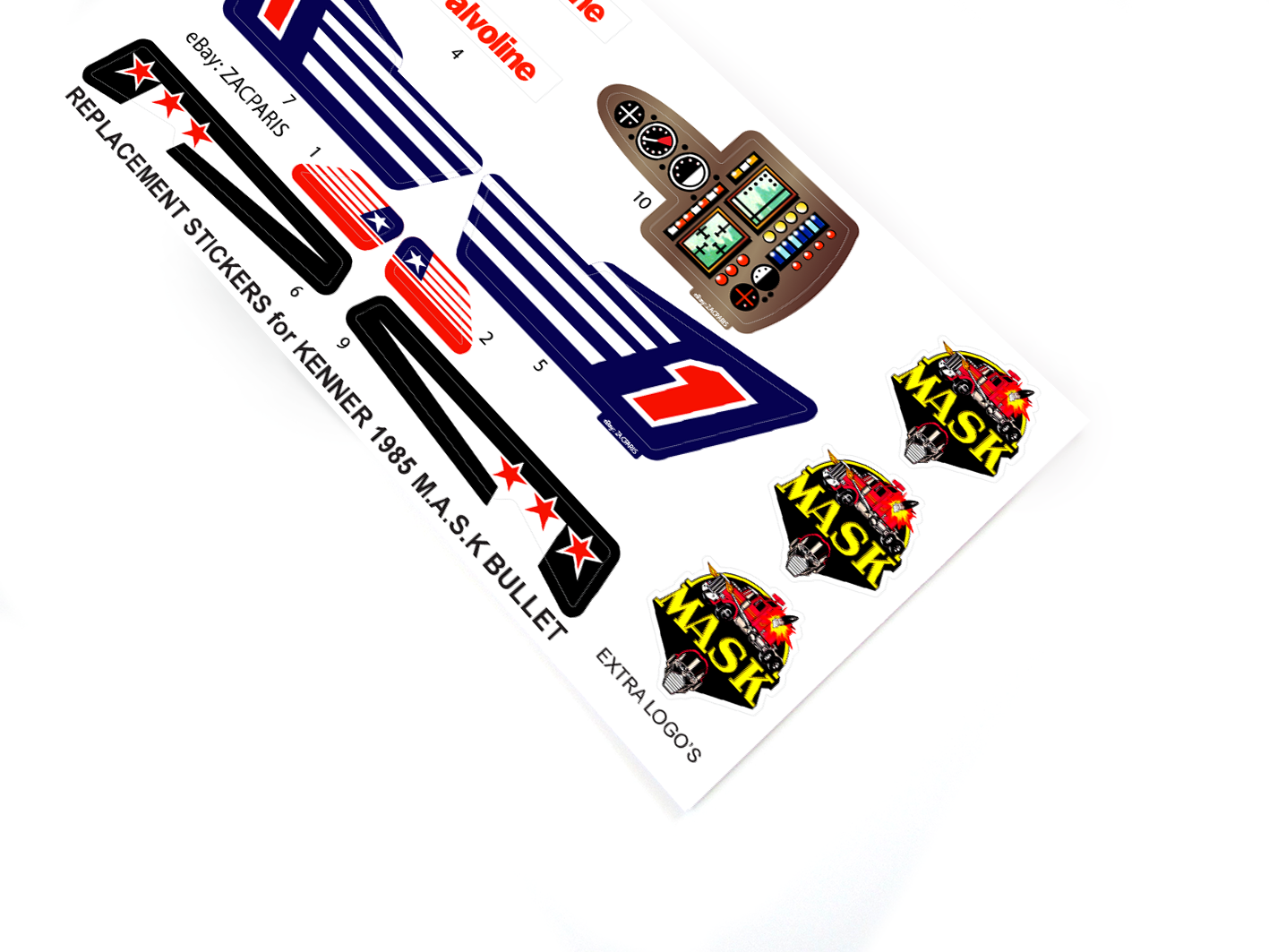 Kenner M.A.S.K Bullet stickers