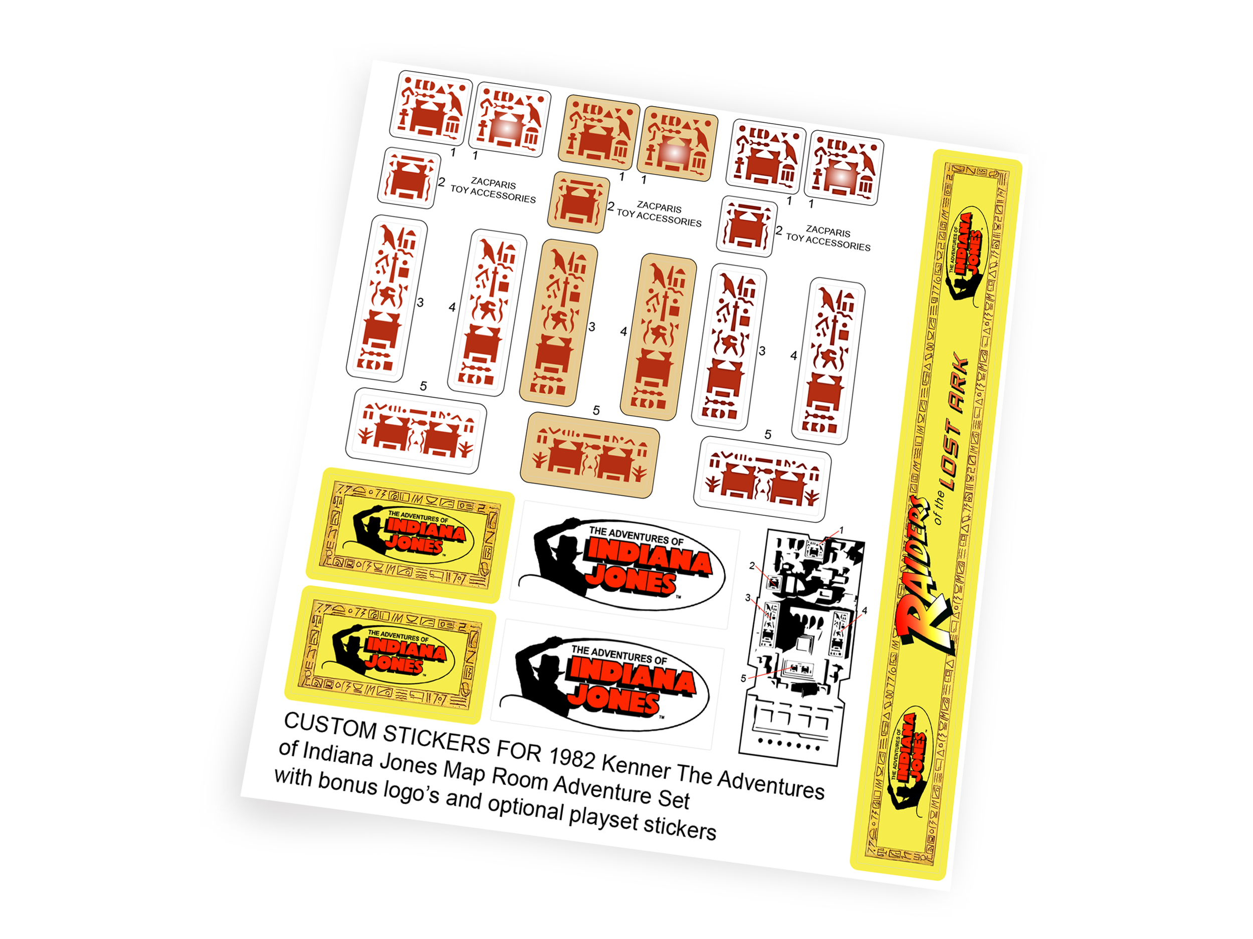 Kenner 1982 Indiana Jones The Map Room Adventure Playset stickers