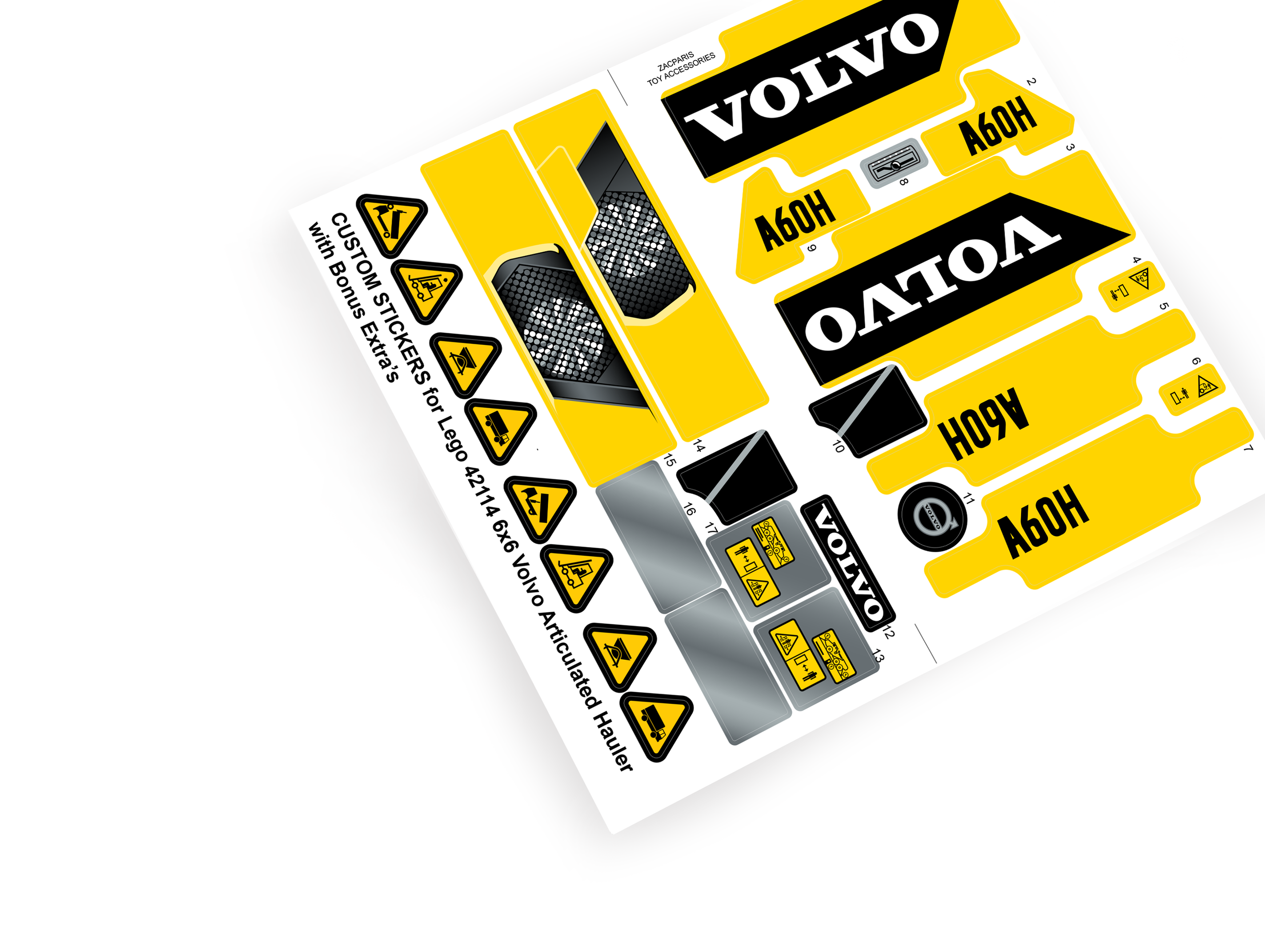 Lego 42114 6x6 Volvo Articulated Hauler stickers