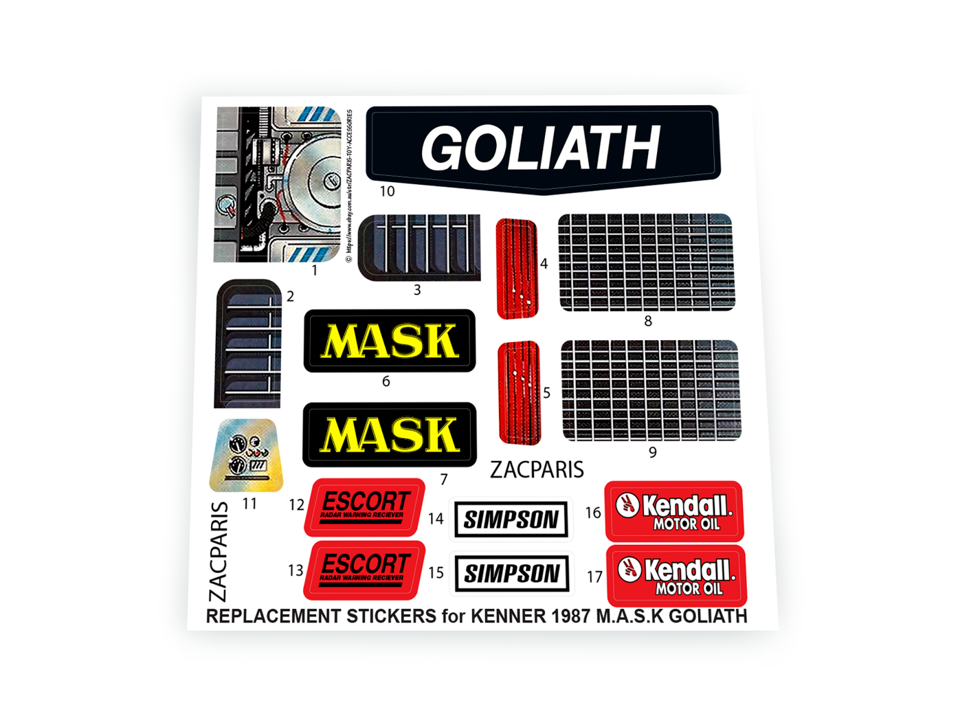 Kenner 1987 M.A.S.K Goliath stickers