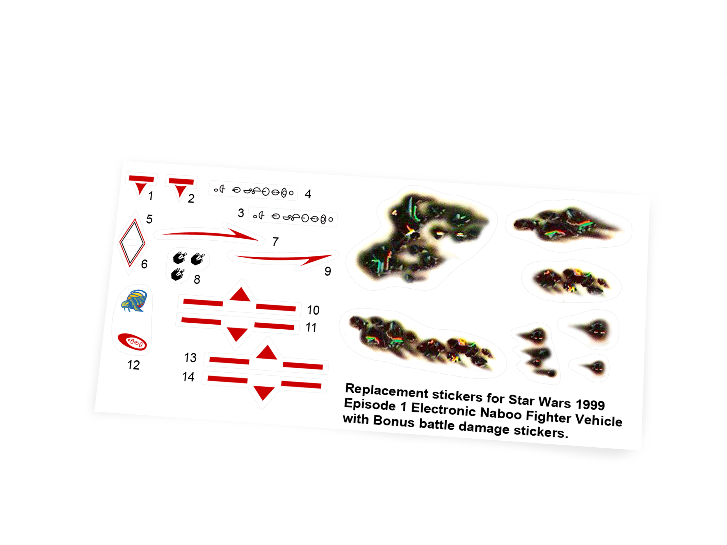 Hasbro Star Wars 1989-99 Hasbro Episode 1 Naboo fighter stickers