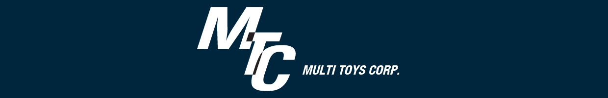 Logo of Multi Toys Corp. with white letters 'MTC' on a dark blue background.