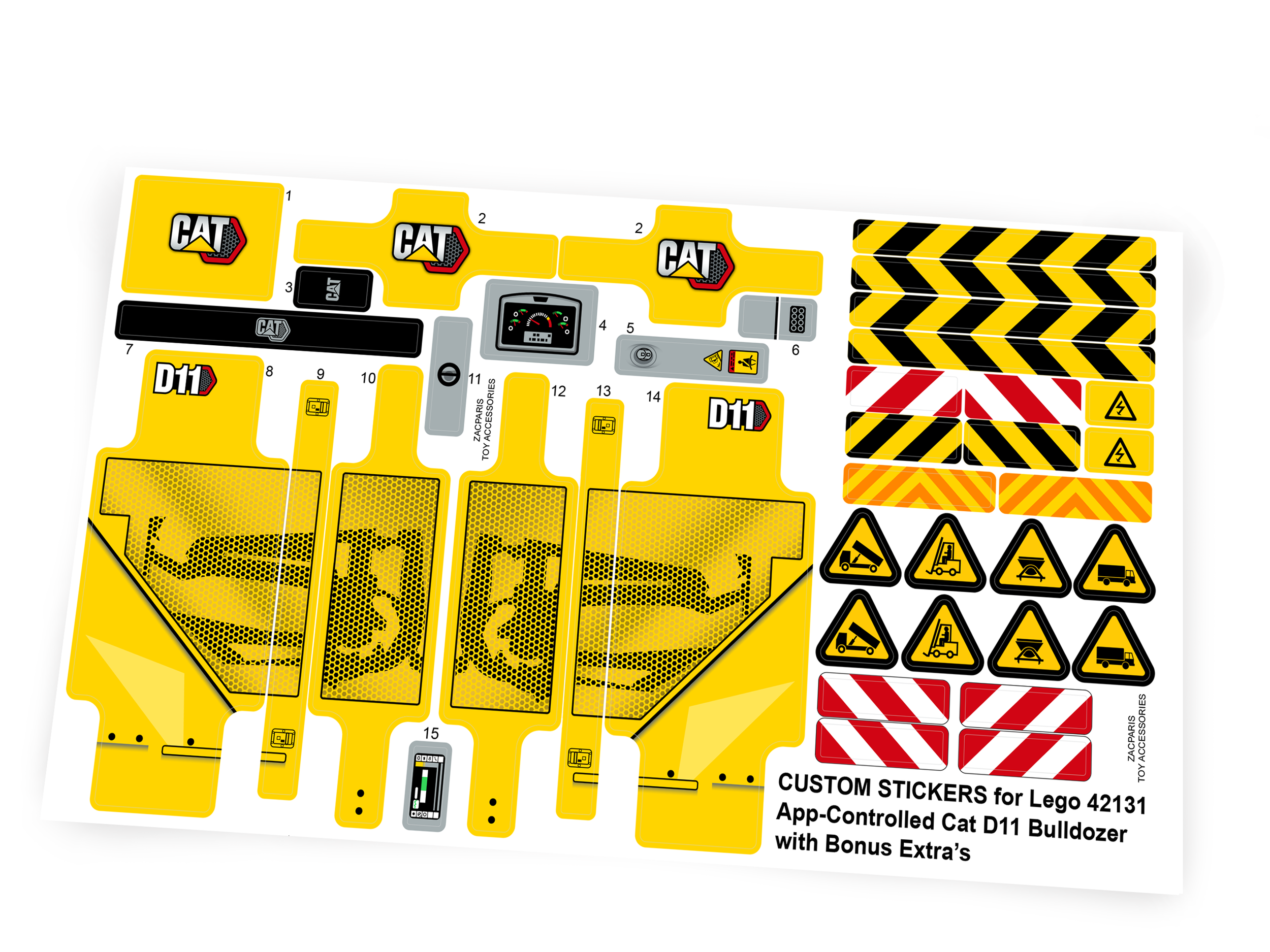 Custom stickers for Set 42131 App-Controlled Cat D11 Bulldozer with Bonus!
