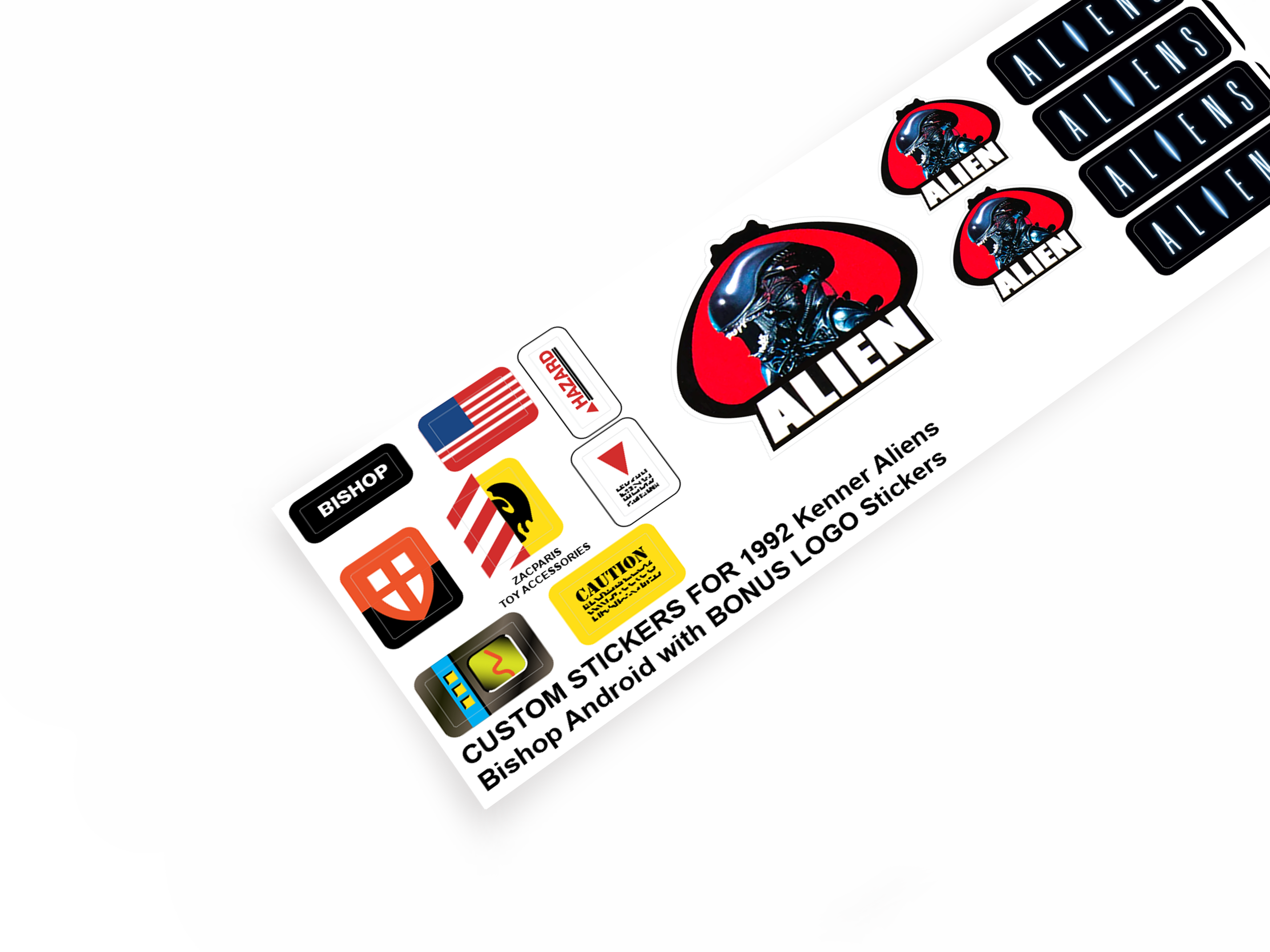 Kenner Aliens 1992 Bishop Android Space Marine stickers