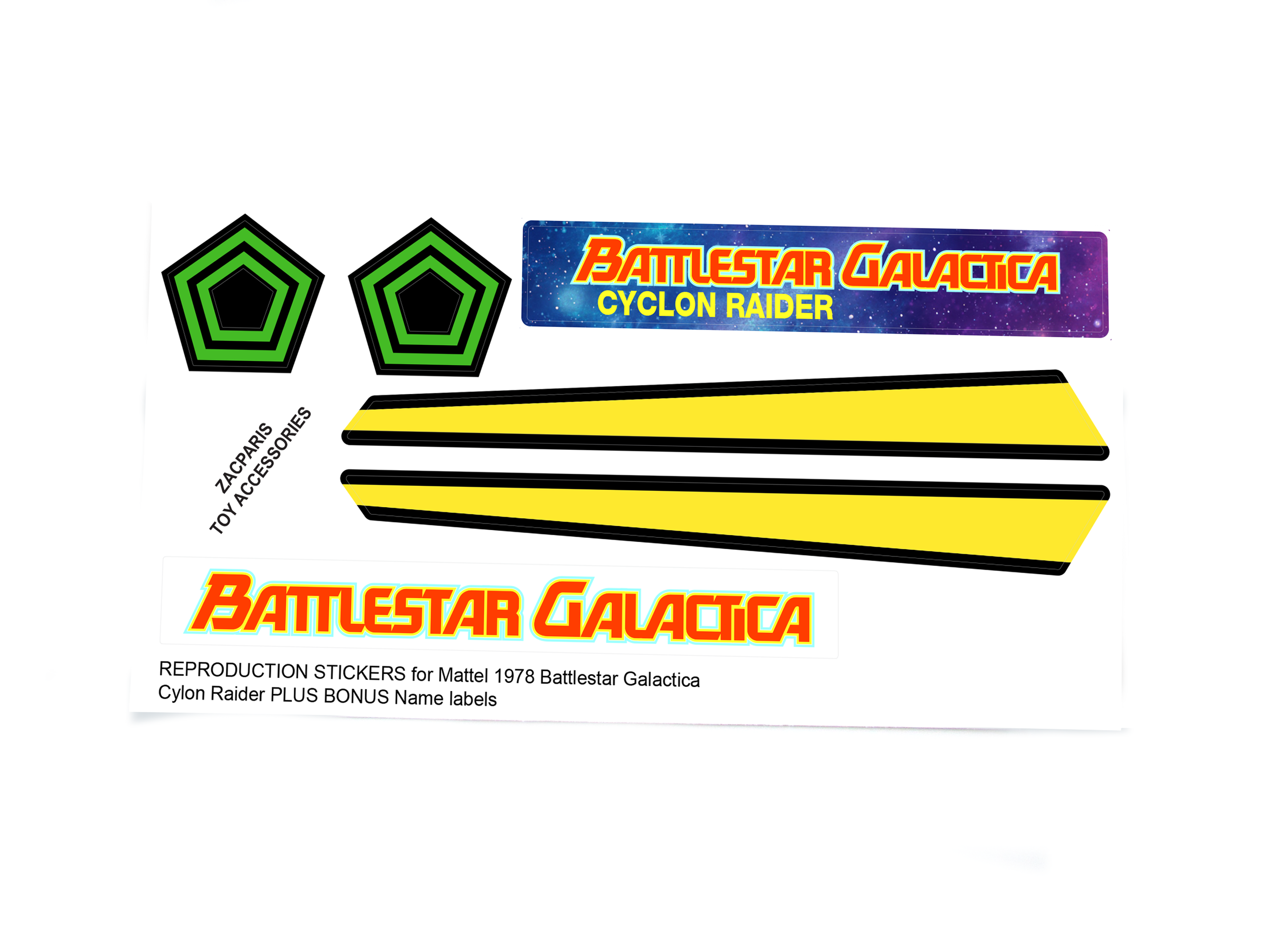 Mattel 1978 Battlestar Galactica Cylon Raider stickers
