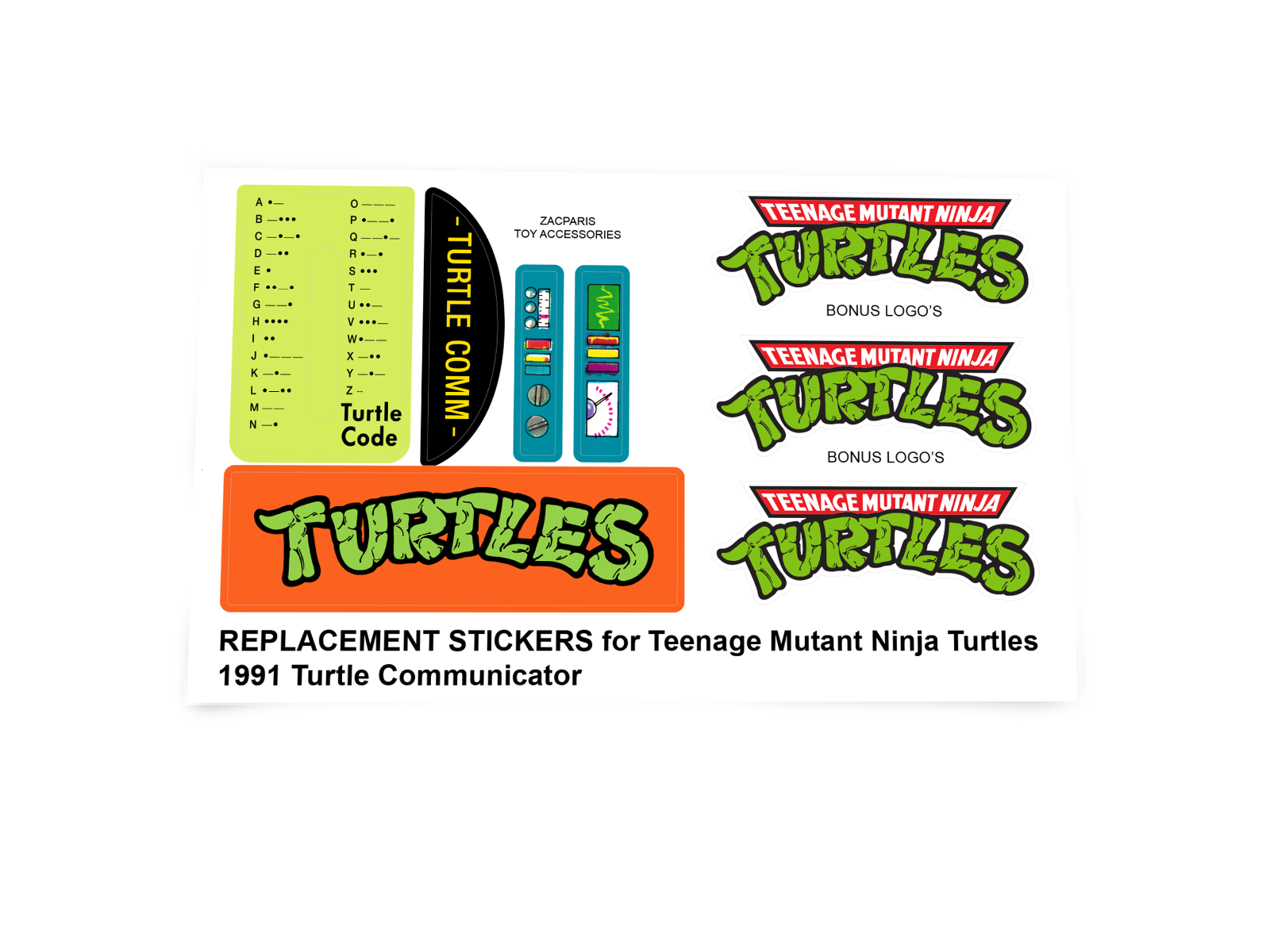 Playmates 1991 TMNT Teenage Mutant Ninja Turtles Turtle Turtle Communicator stickers