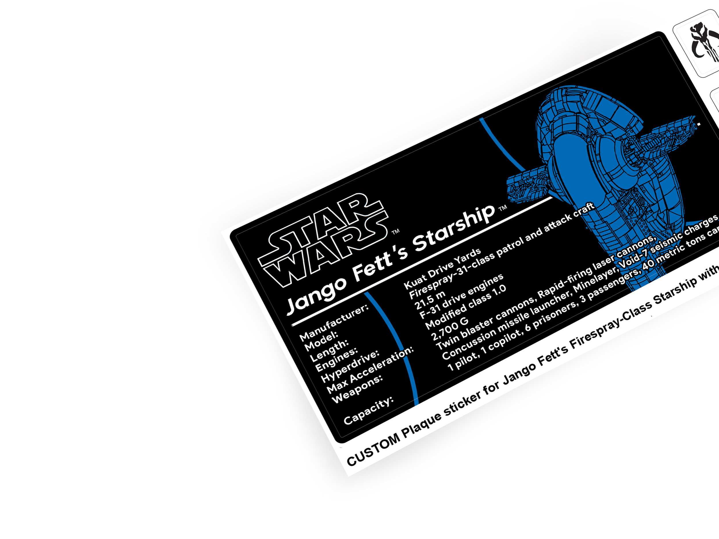 Lego sticker 75409 Jango Fett's Firespray-Class Starship
