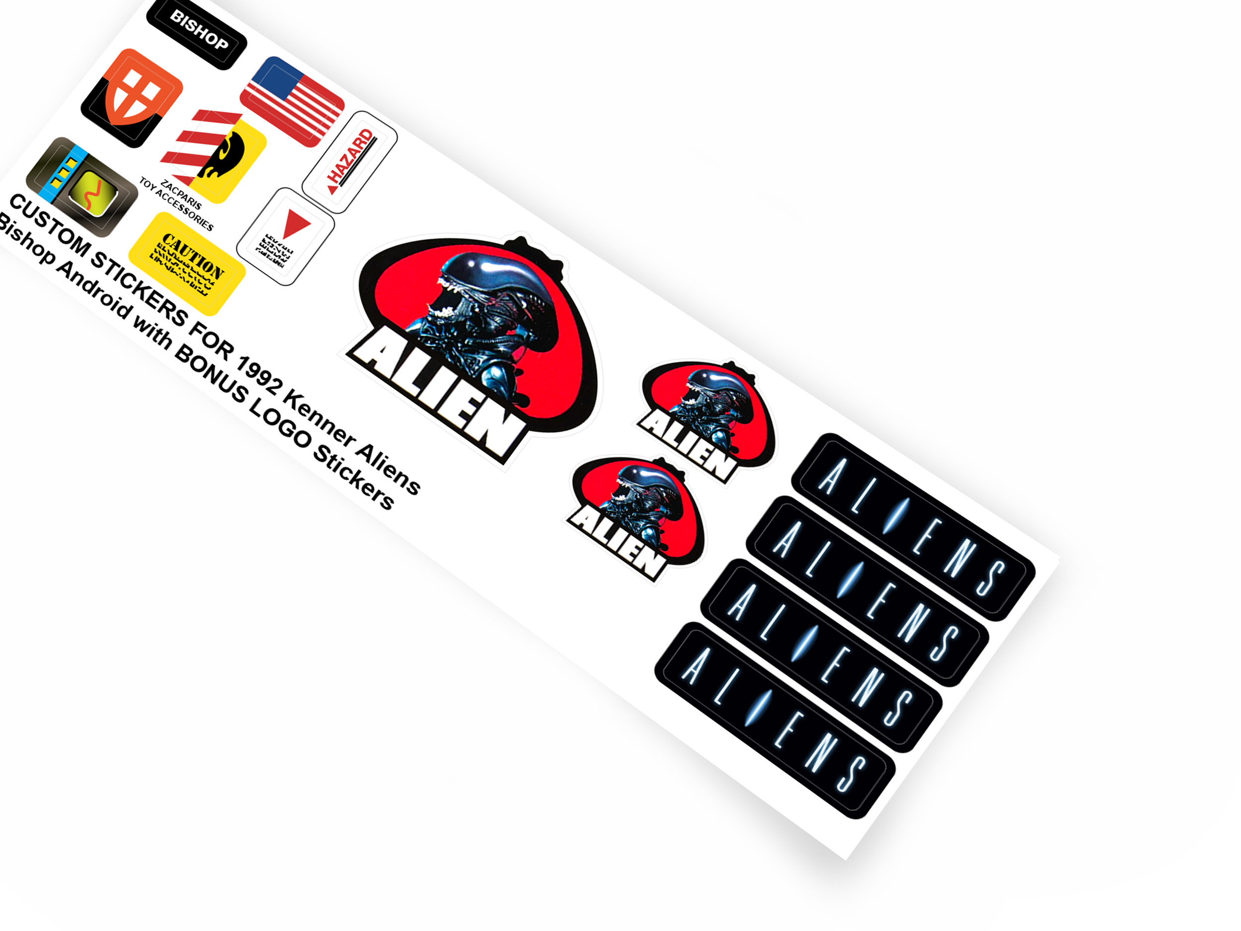 Kenner Aliens 1992 Bishop Android Space Marine stickers