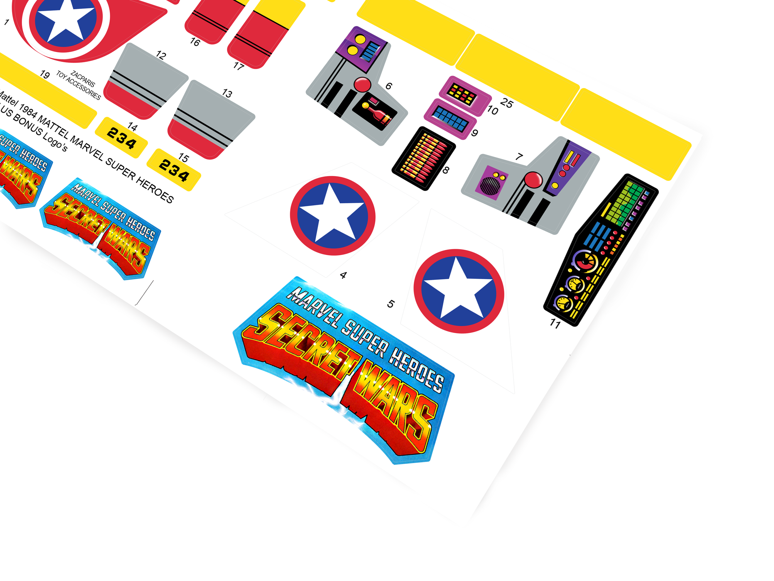 Mattel 1984 Secret Wars Turbo Copter stickers