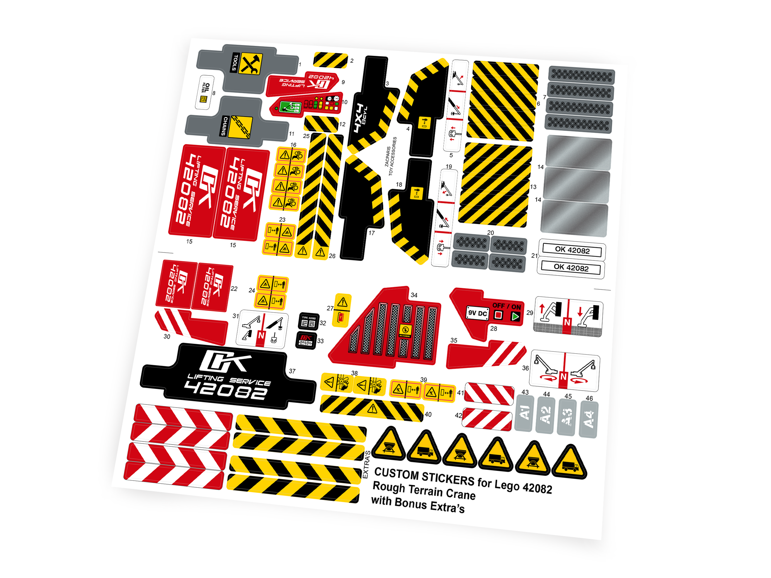 Custom stickers for Set 42082 Rough Terrain Crane with Bonus!