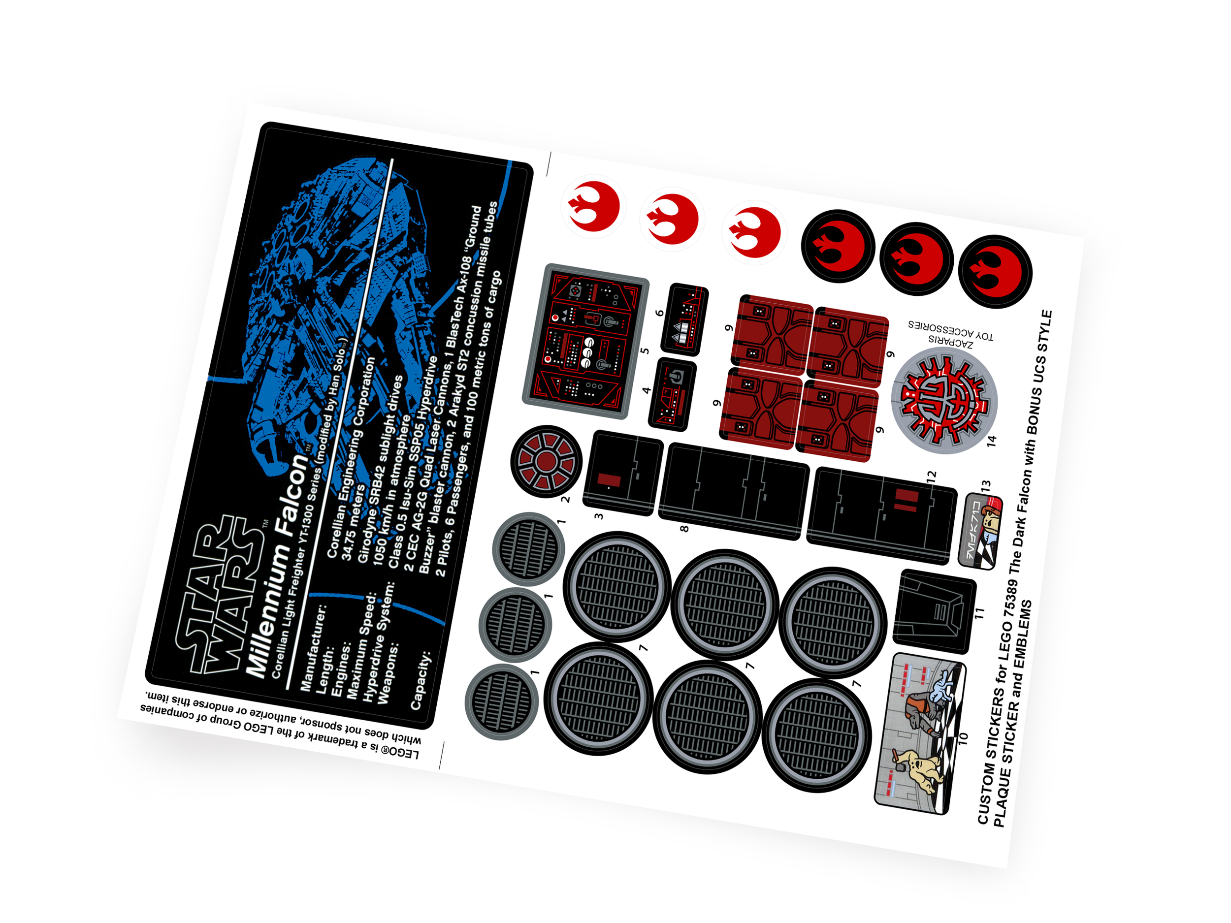 Lego 75389 The Dark Falcon stickers