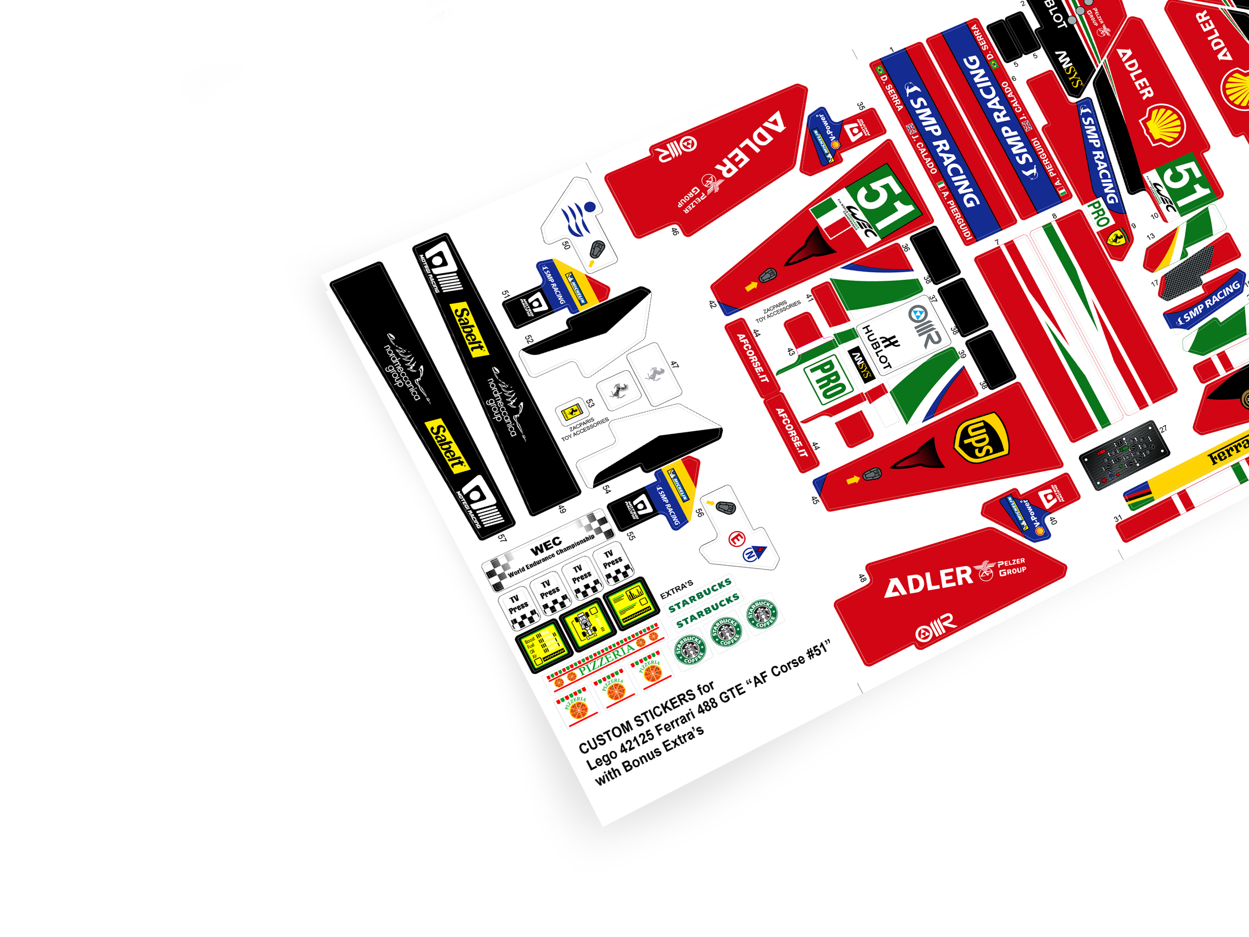 Lego 42125 Ferrari 488 GTE “AF Corse #51” sticker
