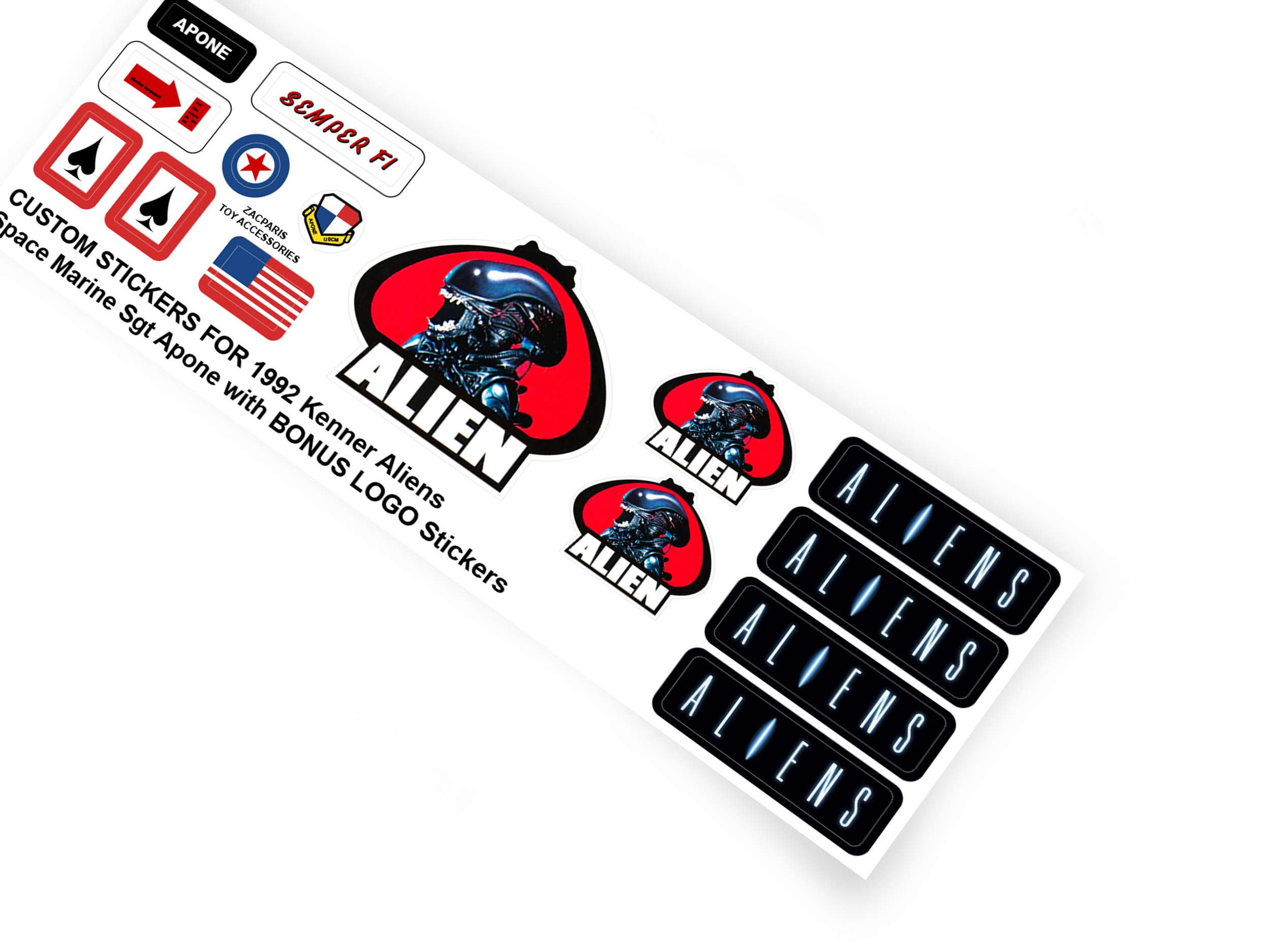 Kenner Aliens 1992 Sargent Sgt. Apone Space Marine stickers