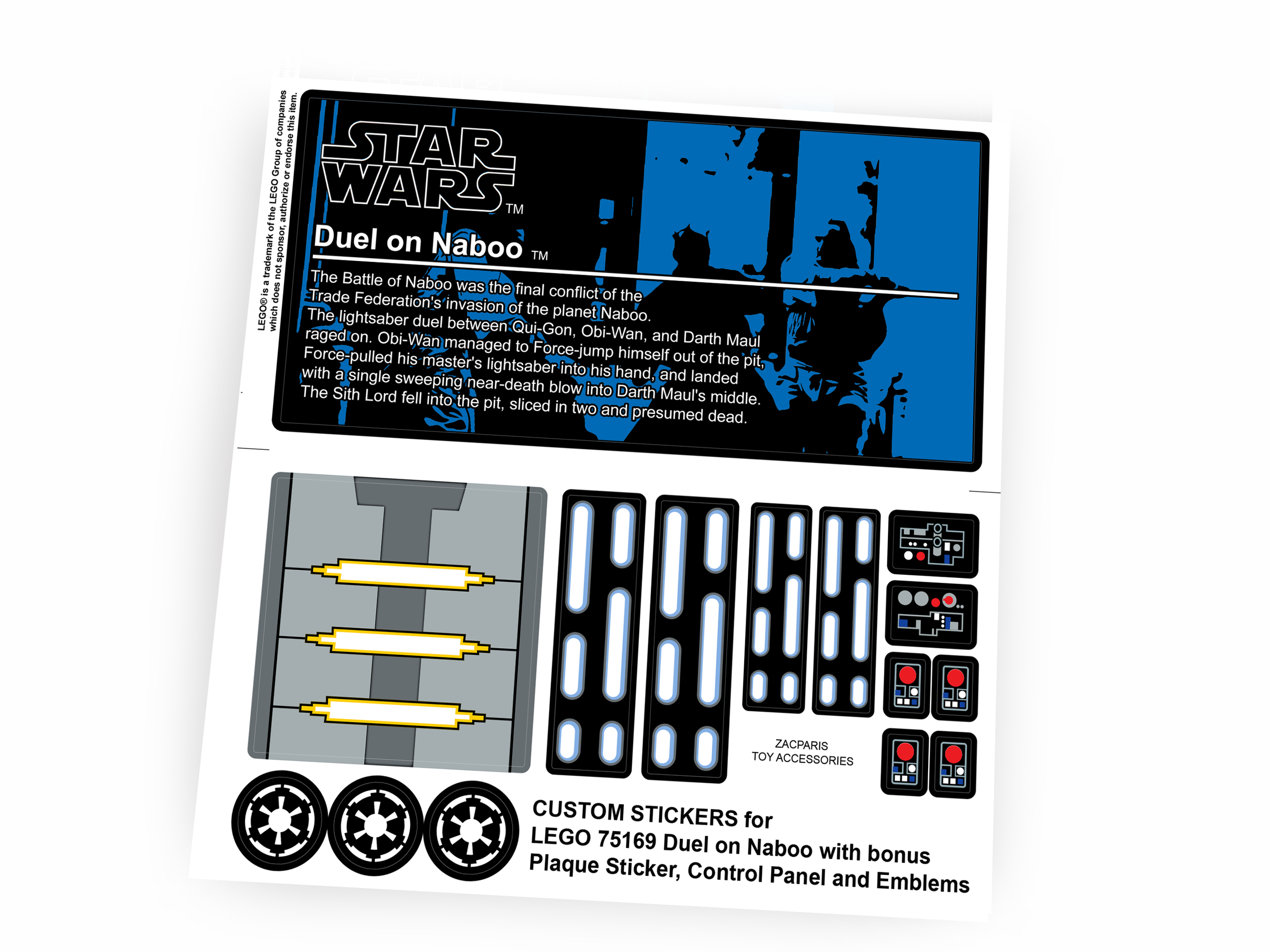 Lego 75169 Duel on Naboo stickers