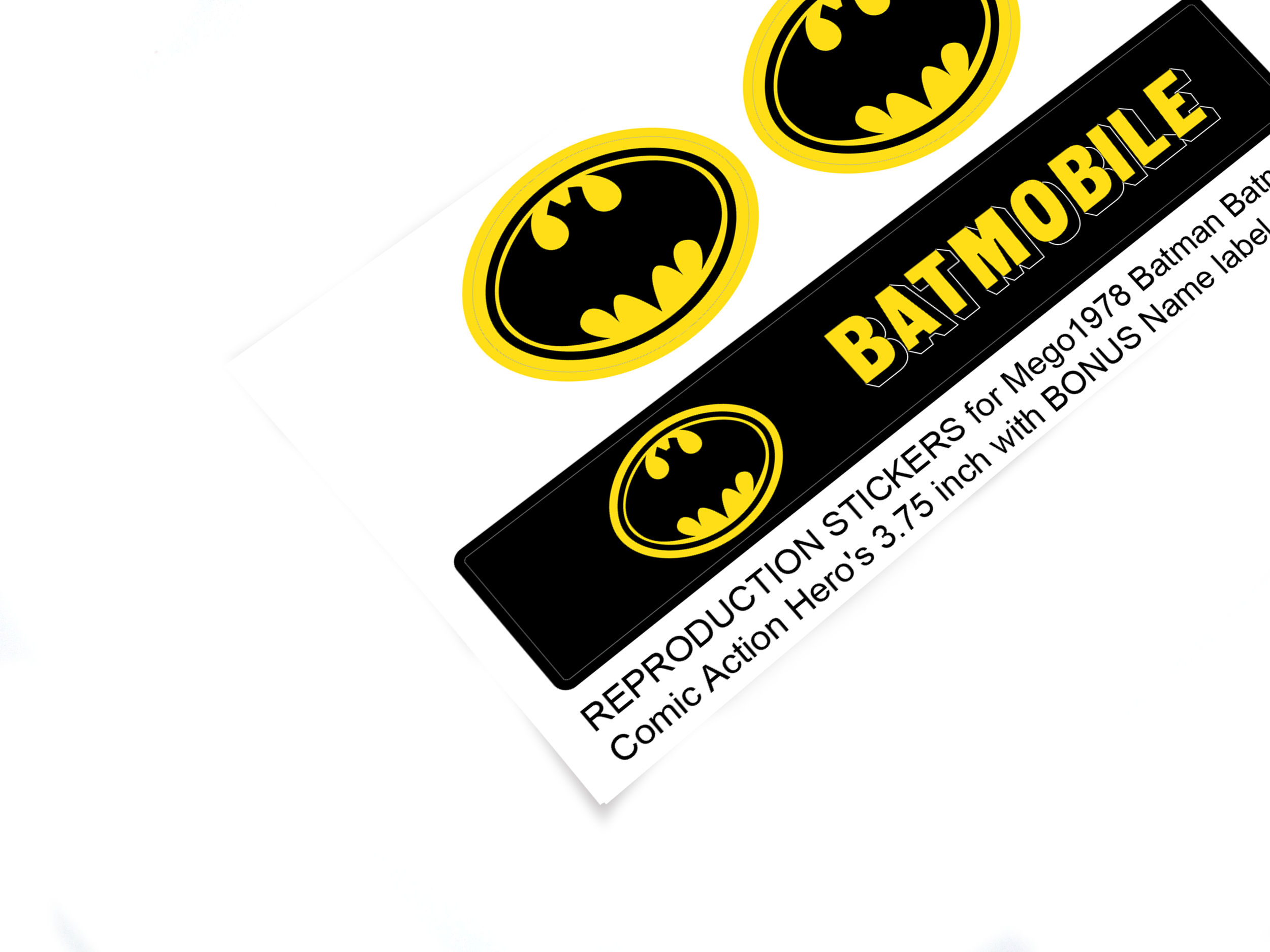 MEGO 1978 Batmobile Comic Action Heroes stickers