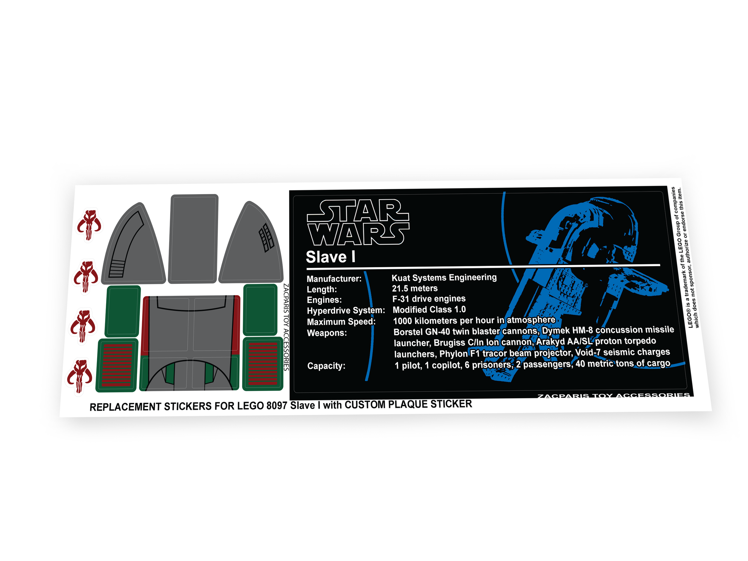 Lego 8097 Slave 1 Slave I stickers
