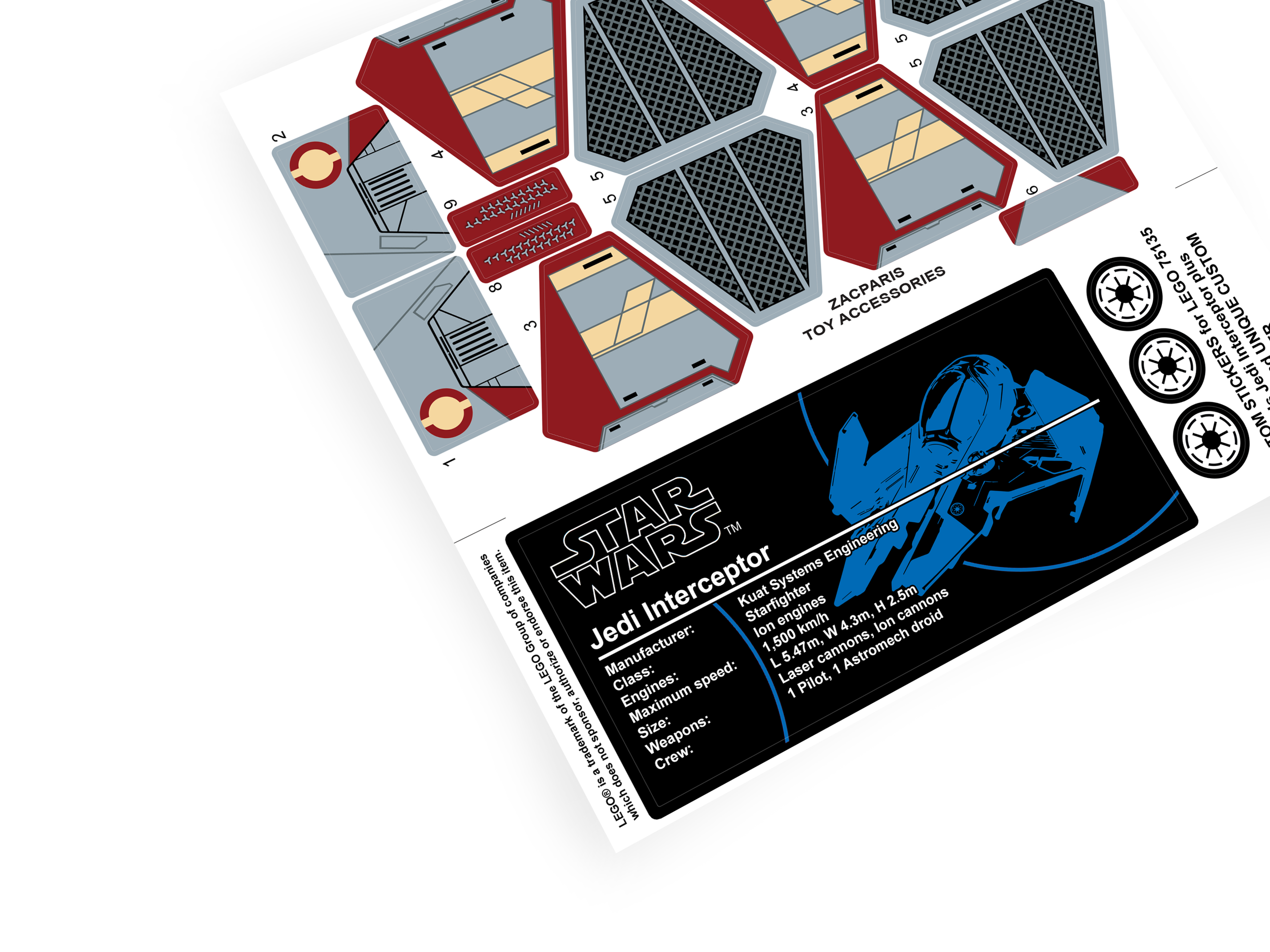 Lego 75135 Obi-Wan's Jedi Interceptor stickers