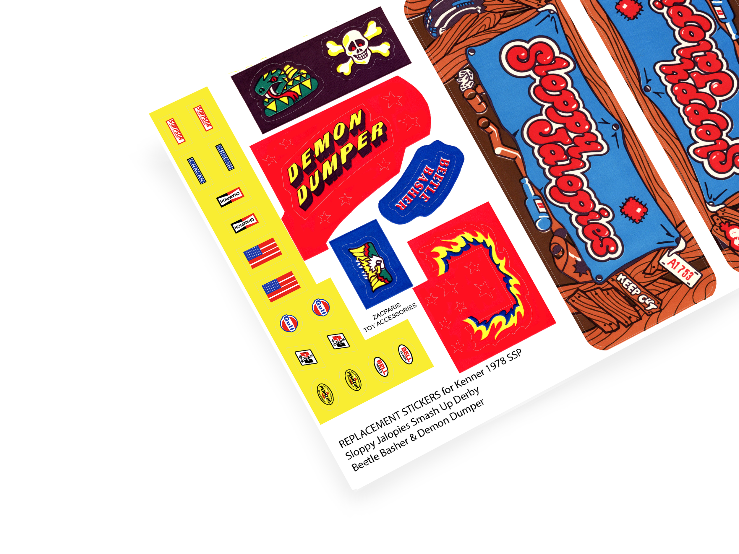 Kenner 1978 SSP Smash-up Derby Sloppy Jalopies sticker sheet