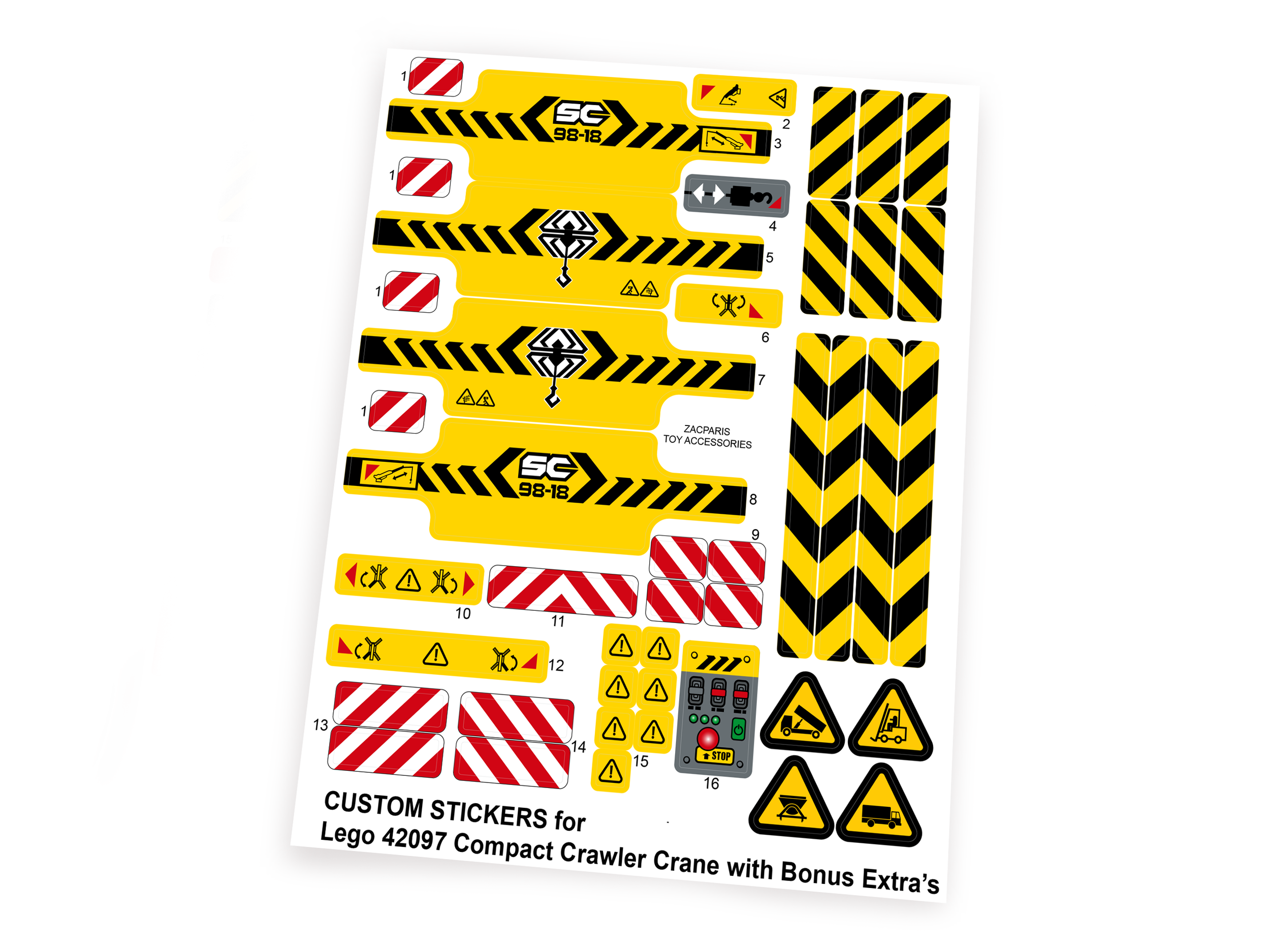 Custom stickers for Set 42097 Compact Crawler Crane with Bonus!